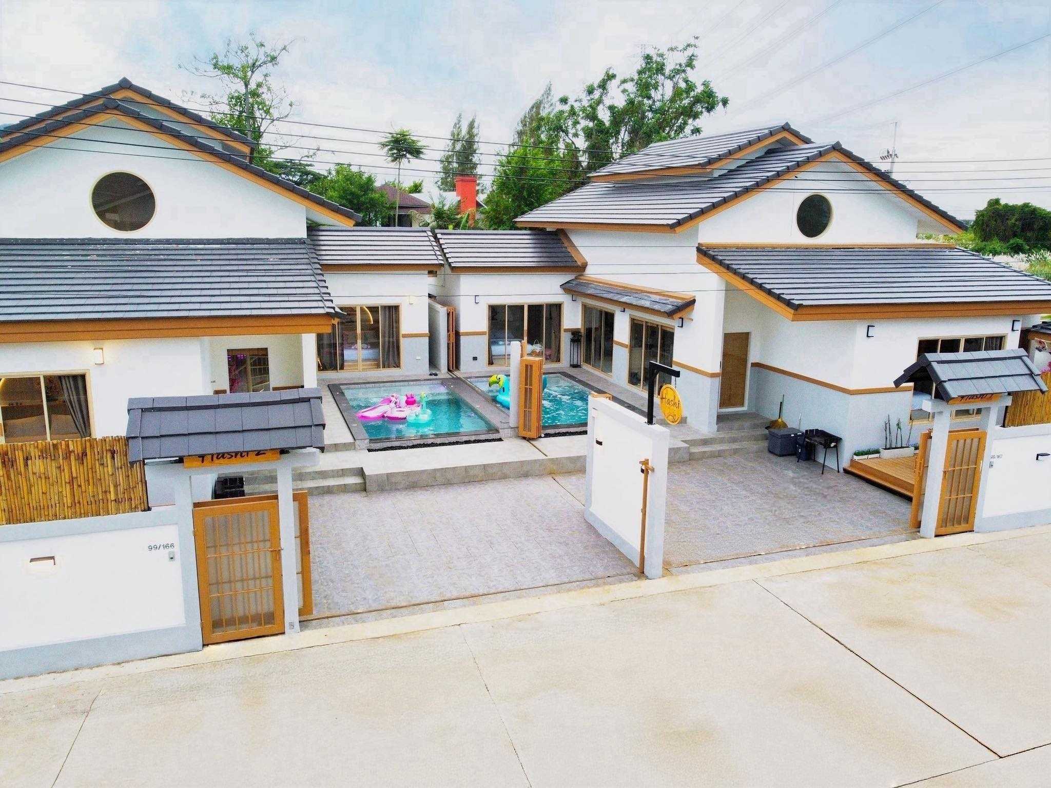Hashi Pool Villa Bangsaen บางแสน ชลบุรี บ้านพัก Pool Villa 4 ห้องนอน พักได้ 14 ท่าน ไม่รวมอาหารเช้า