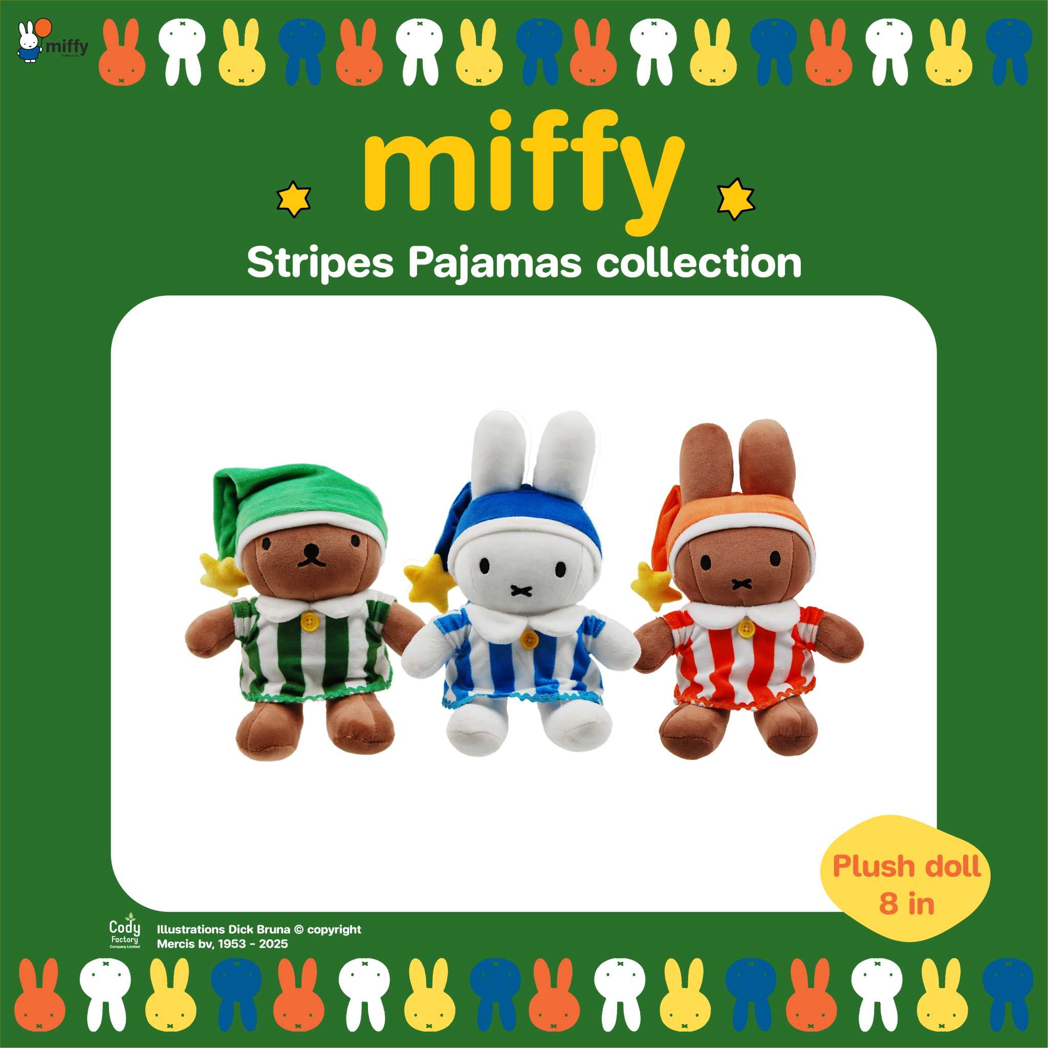 Plush Doll 8 inch Striped Pajamas Collection  (Miffy & Friends)
