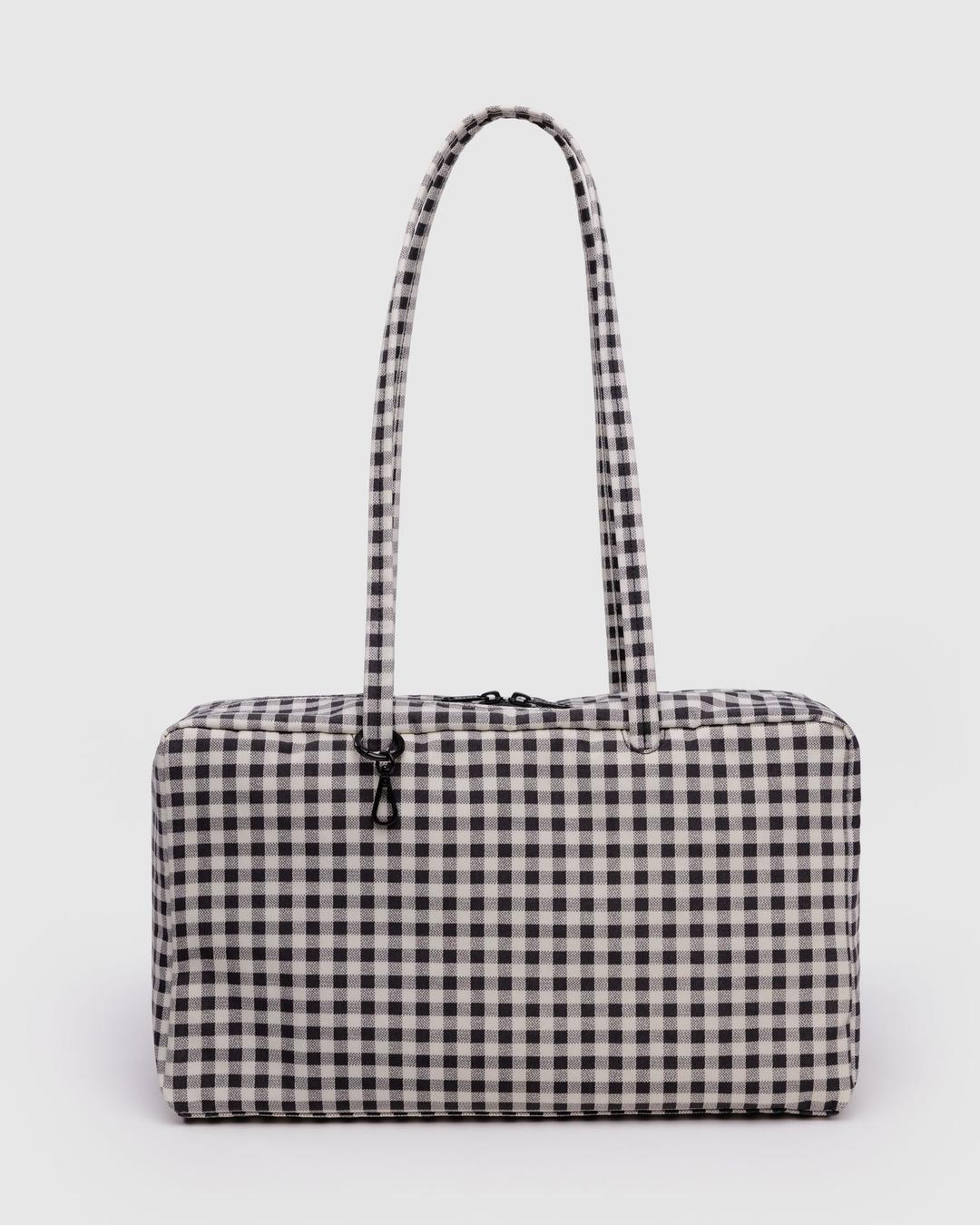 BAGGU Medium Nylon Bowler Bag - Black & White Gingham