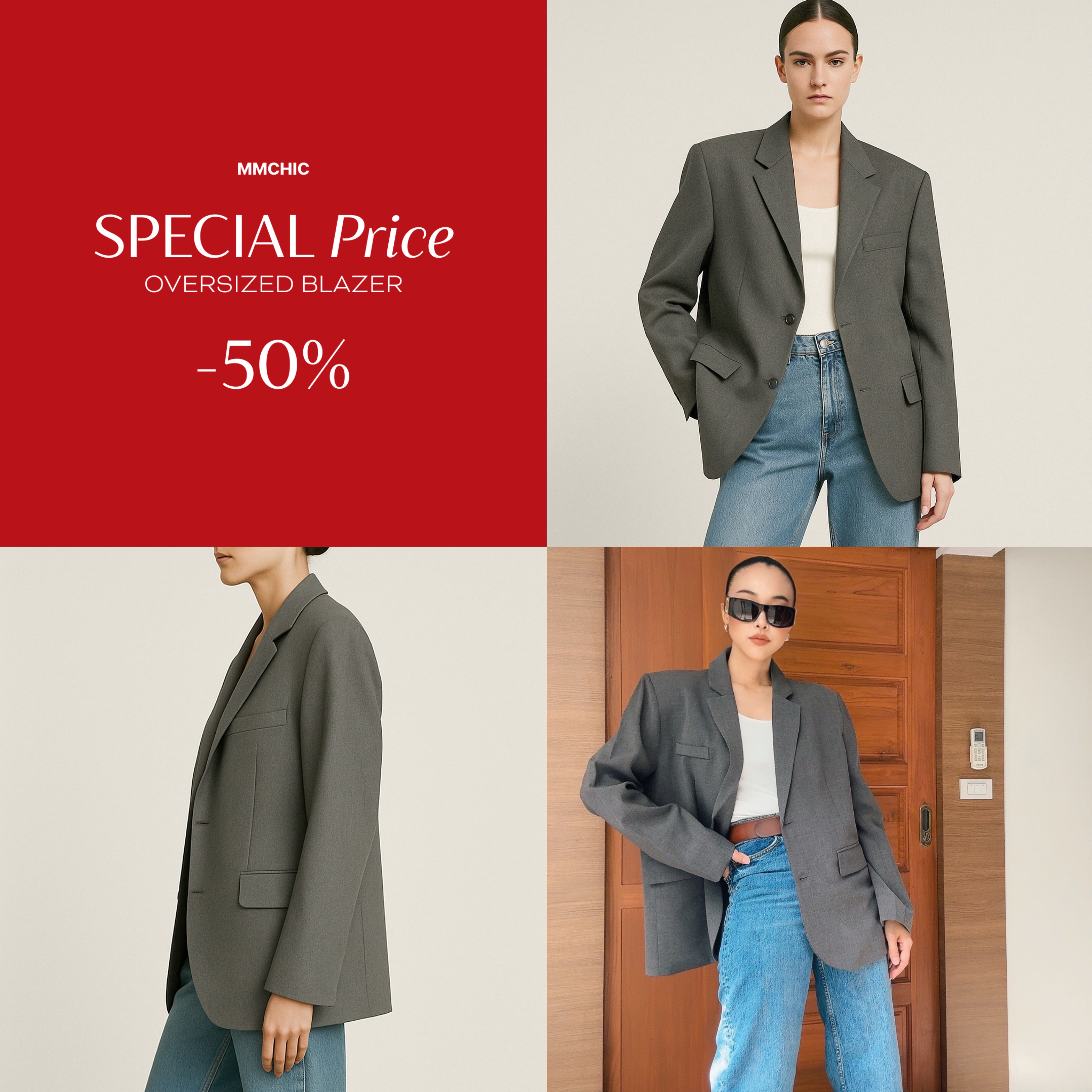 MMCHIC Oversized Blazer (Grey)