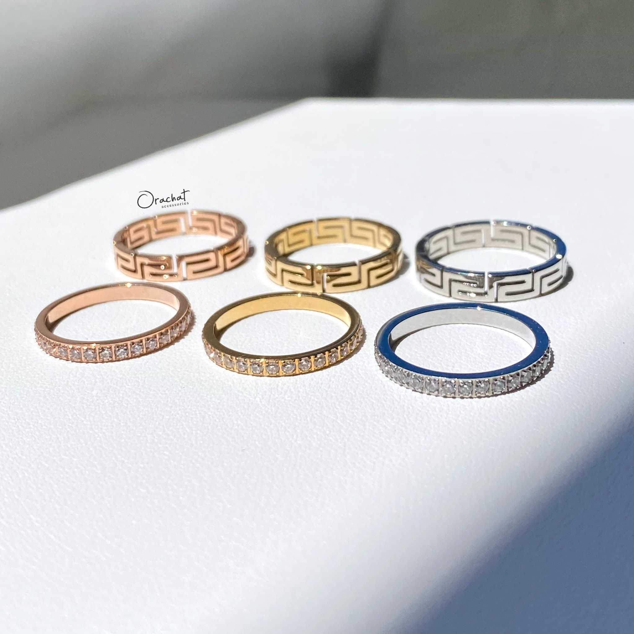 (ส่งฟรี) Yinyang - Single blink 14k ring set. (เซ็ตแหวนงานชุบ 14k  โดนแอลกอฮอล์ได้ ไม่ลอก)