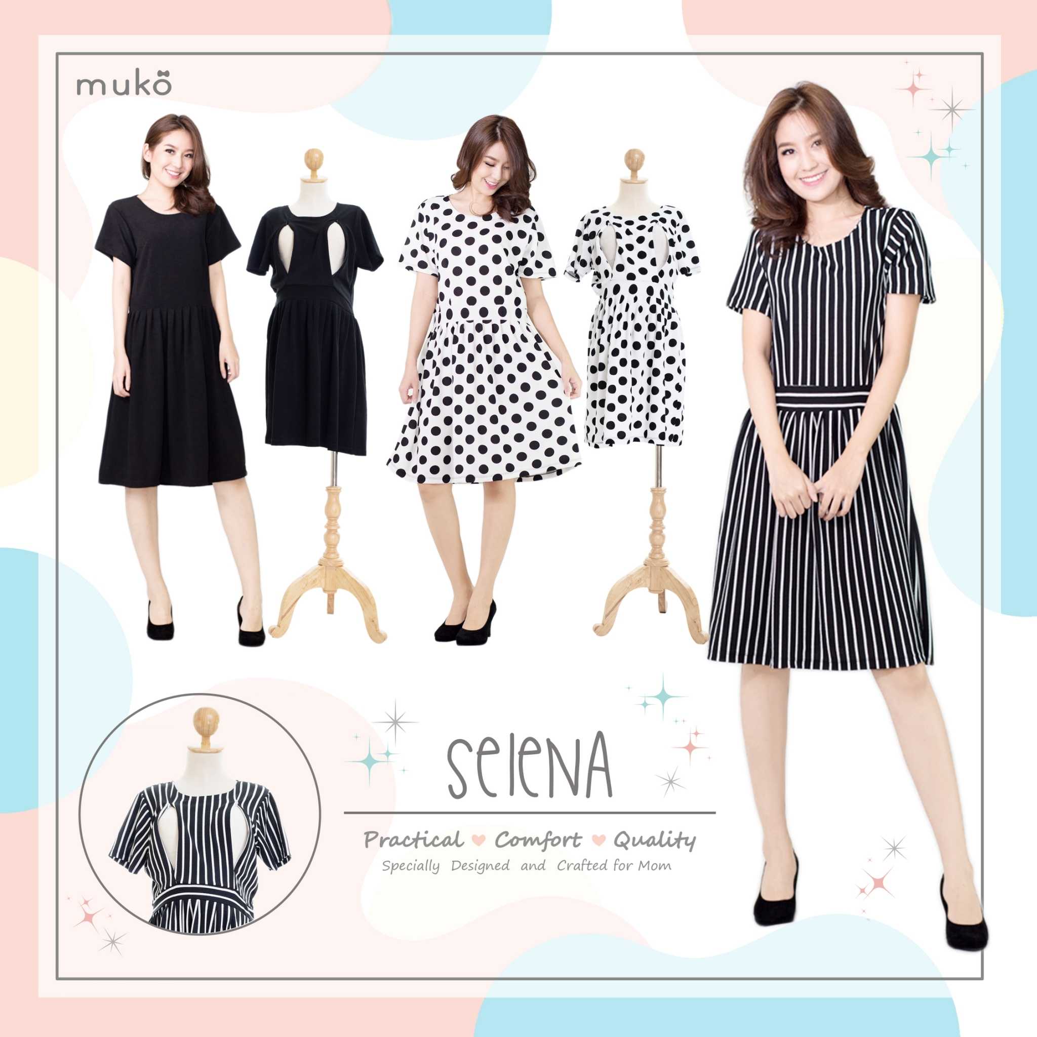 Muko Selena เดรสเปิดให้นม คุลมท้อง DZ31 (Dresses)