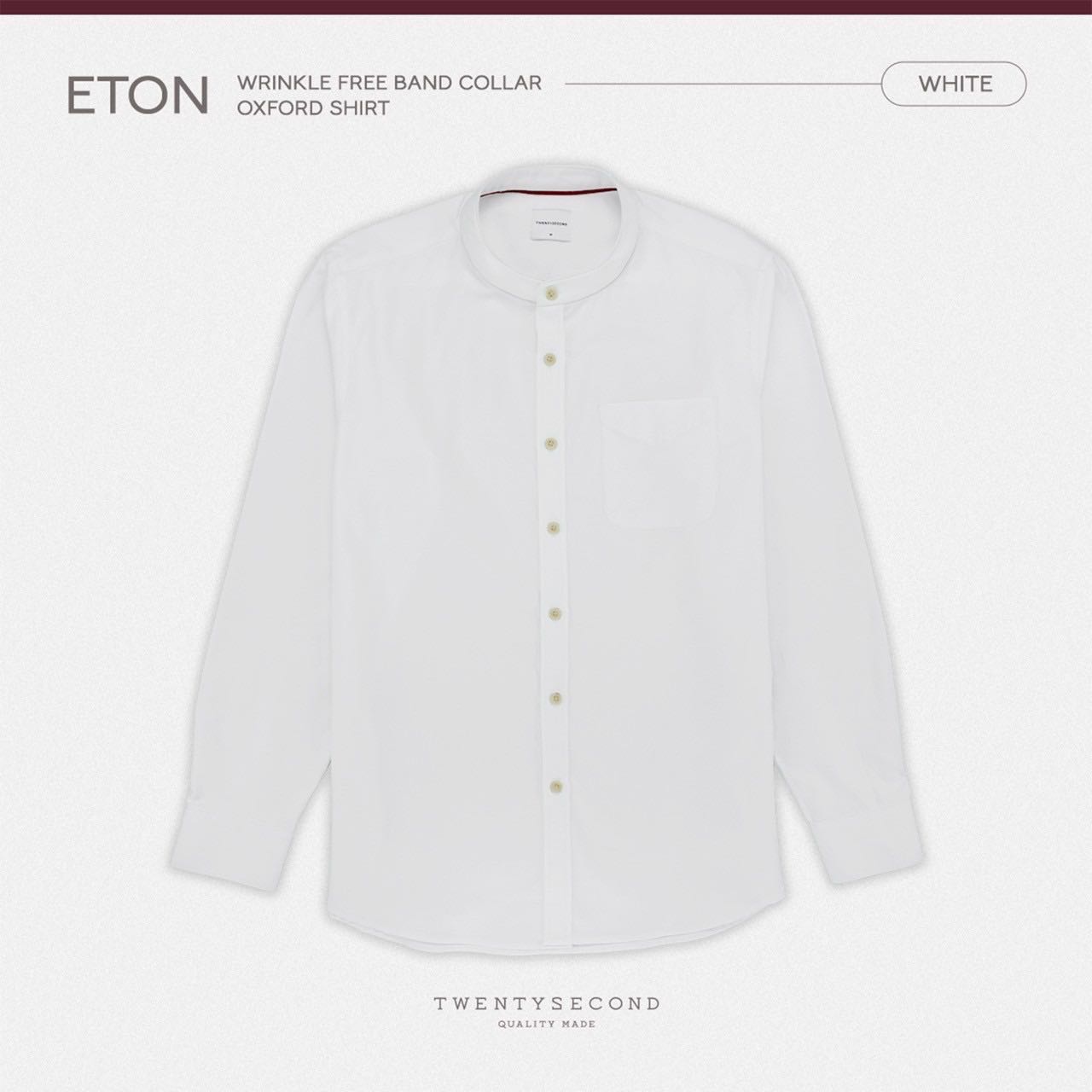 ETON BAND COLLAR SHIRT - WHITE