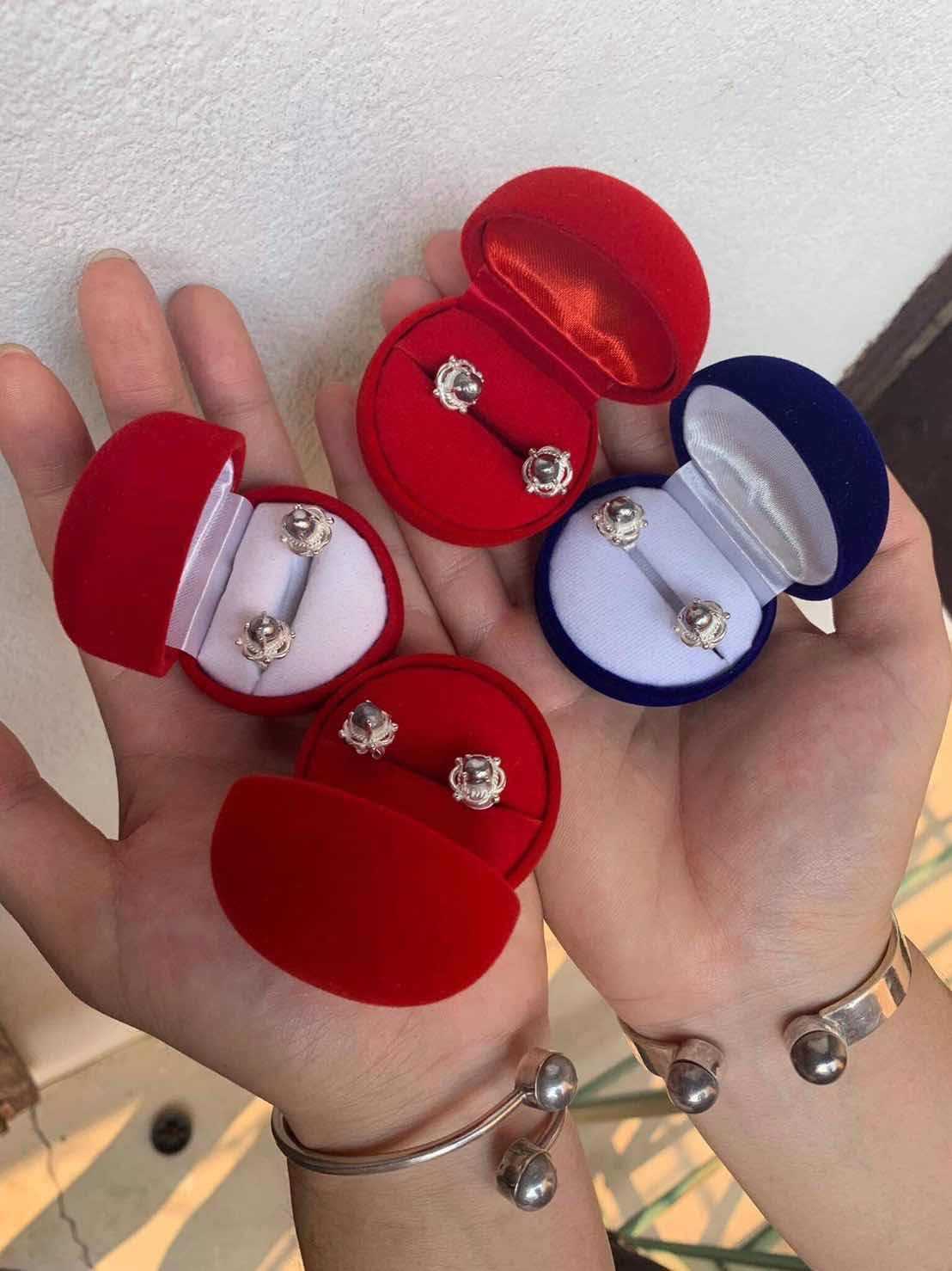 ต่างหูธาตุ เงินแท้ (ลายดอก)