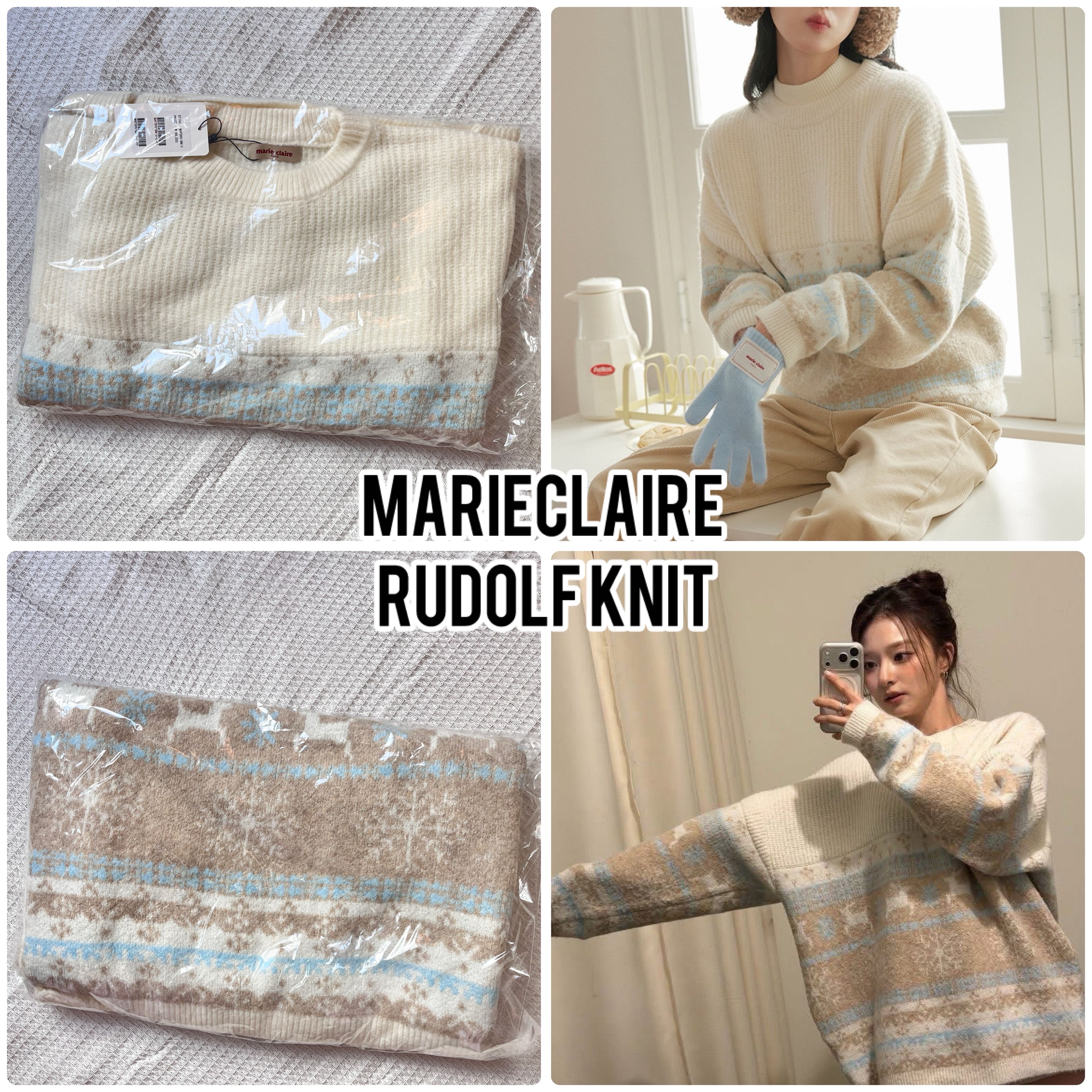 พร้อมส่ง3สี  Marie claire rudolf snow flowers knit เสื้อแขนยาวไหมพรม