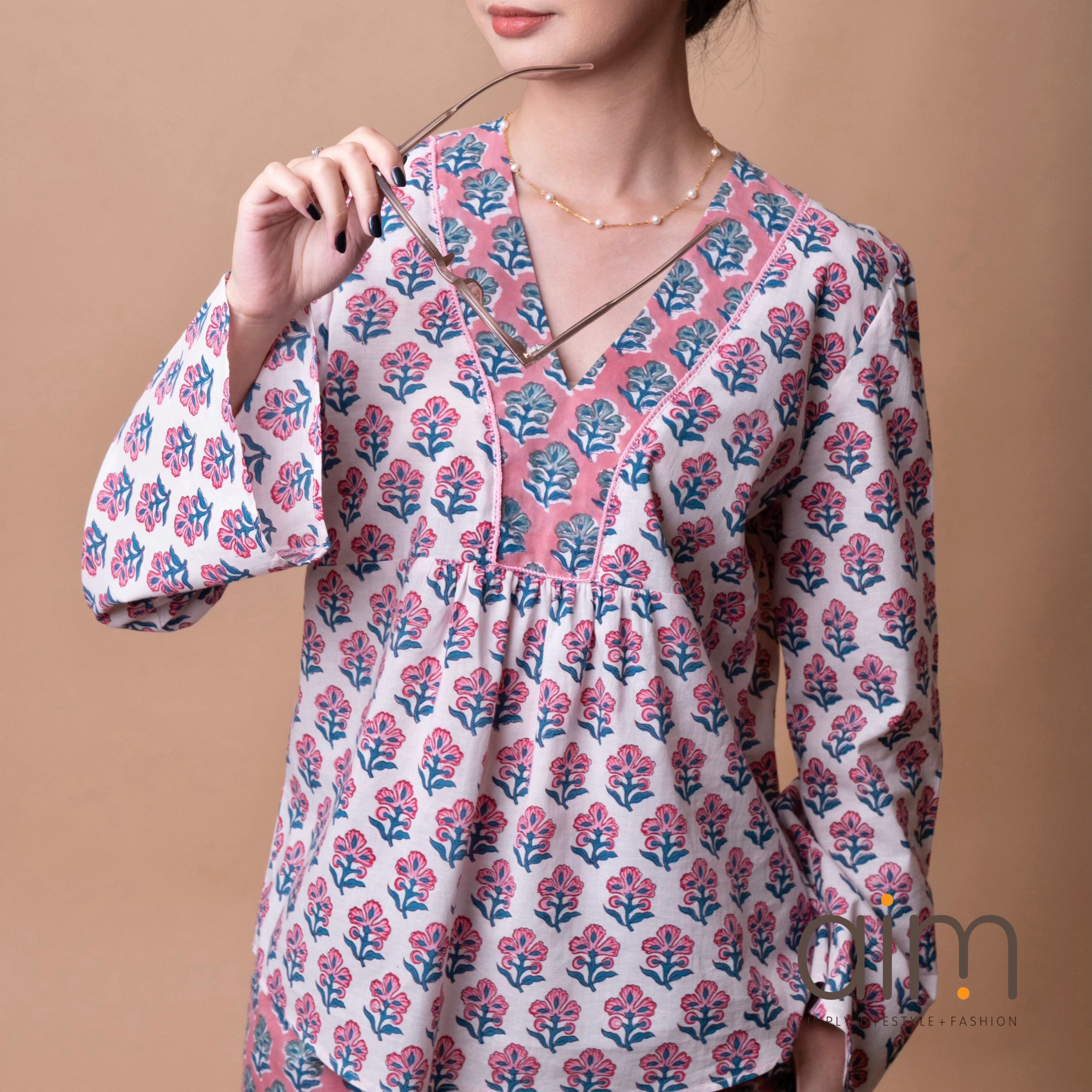 V-Neck Trumpet Sleeves Blouse