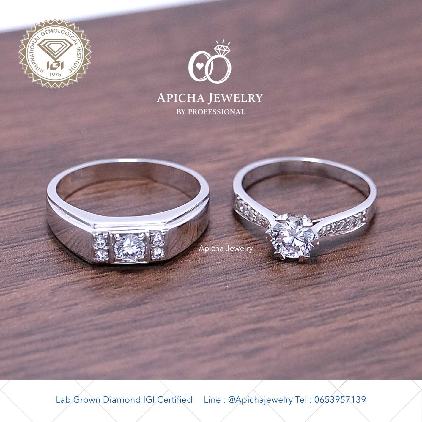 แหวนคู่เพชรแท้แลป CVD Diamond