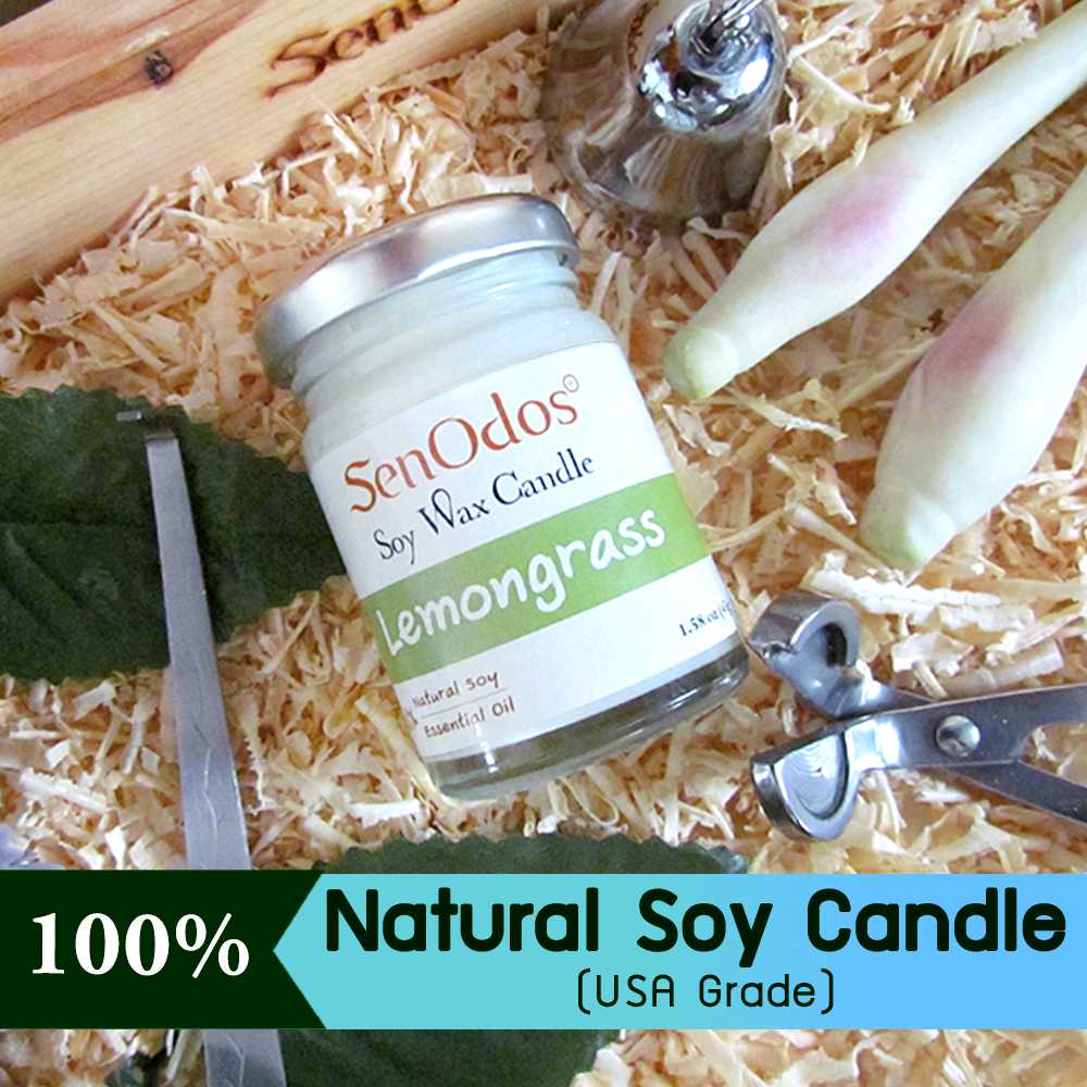 เทียนหอม อโรม่า เทียนหอมสปา Lemongrass Scented Soy Candle Aroma 45 g - กลิ่นตะไคร้แท้