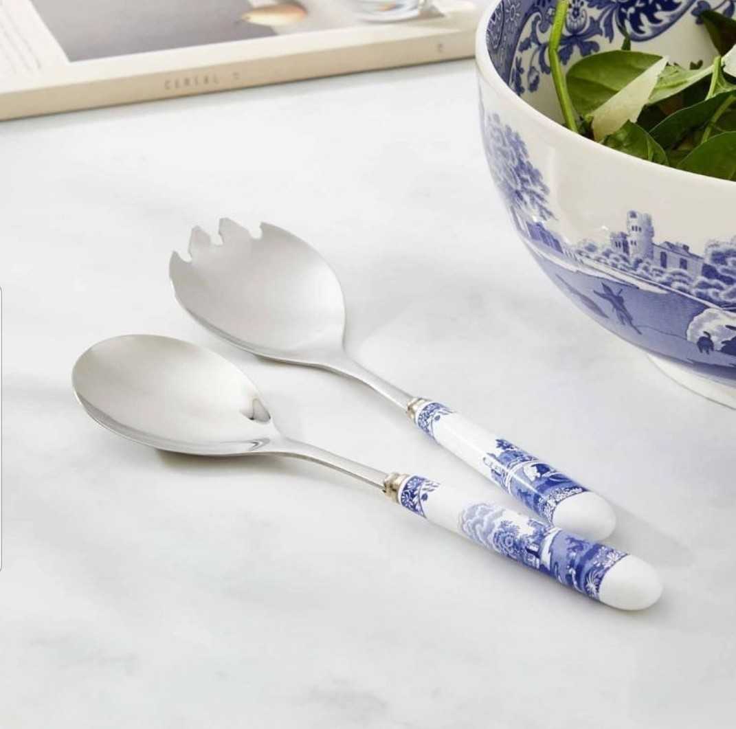 (Pre-order)SPODE BLUE ITTALIAN  PAIR OF SALAD SERVERS OF 2 // ช้อนตักสลัด 1 เซ็ตมี 2 ชิ้น