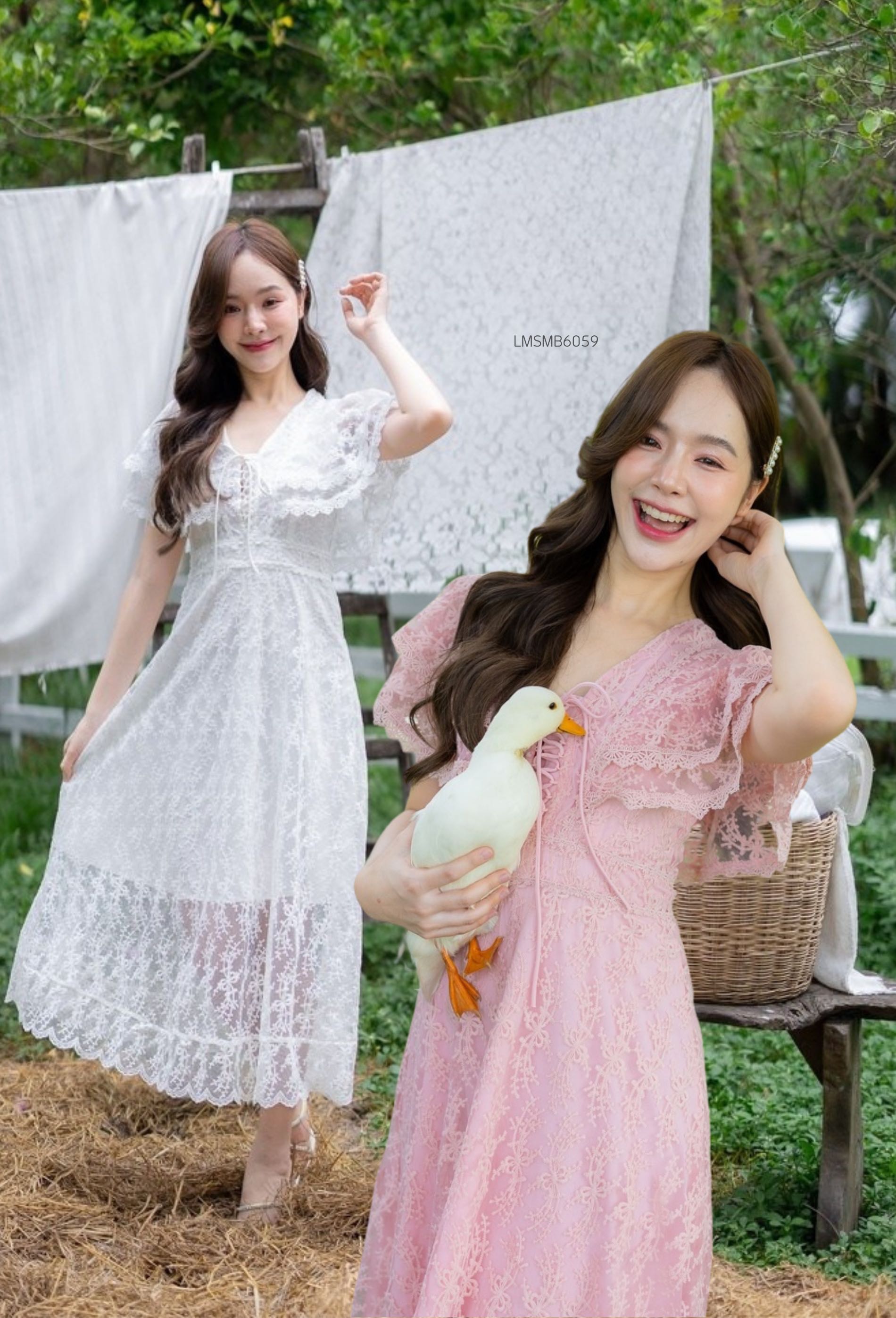 S-2XL เดรสลูกไม้ LMSMB6059