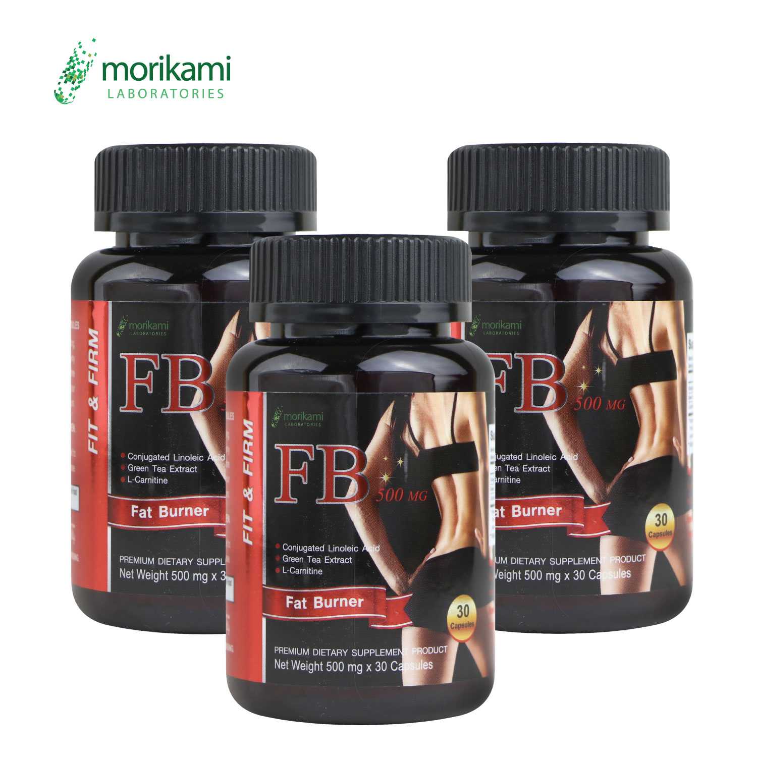 FB 500 เอฟบี 500 เผาผลาญไขมัน กระชับสัดส่วน x 3 ขวด morikami LABORATORIES โมริคามิ ลาบอราทอรีส์
