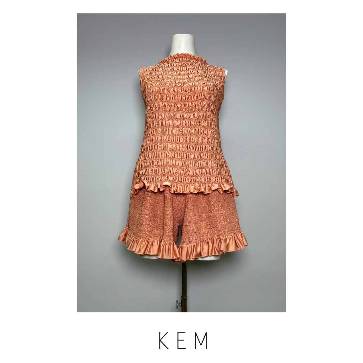 Set (square smock top & Boxer smock shorts) - Peach (Pre Order 7-10 day)