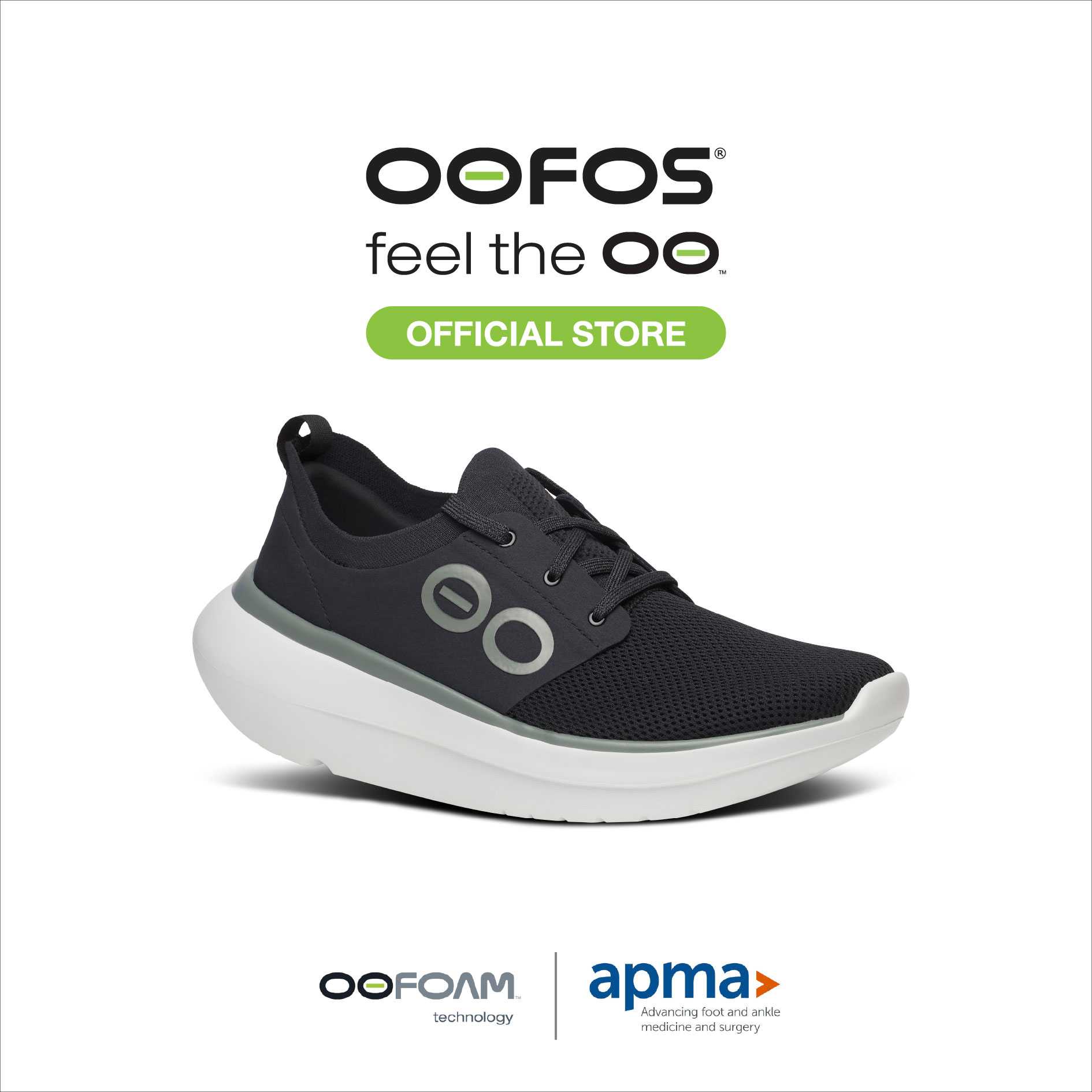 Men OOmy Stride White Black - รองเท้าเพื่อการฟื้นฟู