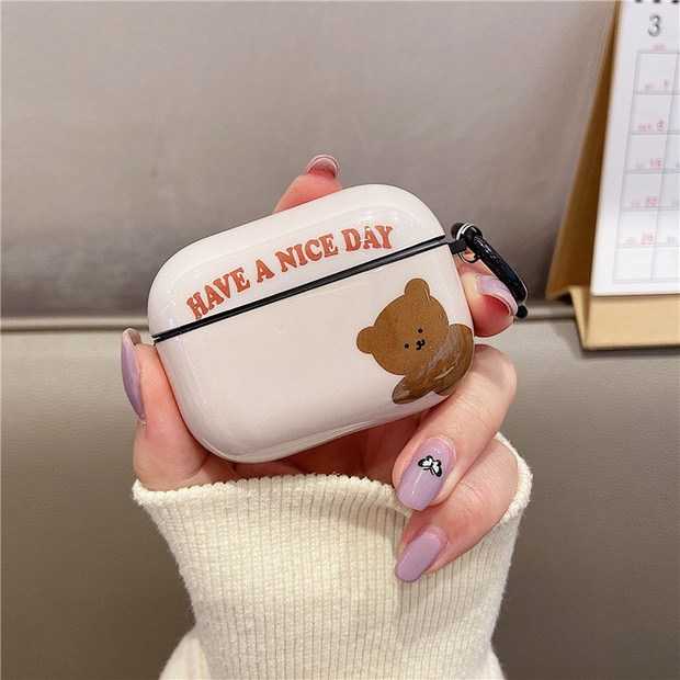 ♥ เคส Airpods : ยางลายหมี  nice day ( พร้อมส่งเฉพาะรุ่น PRO )