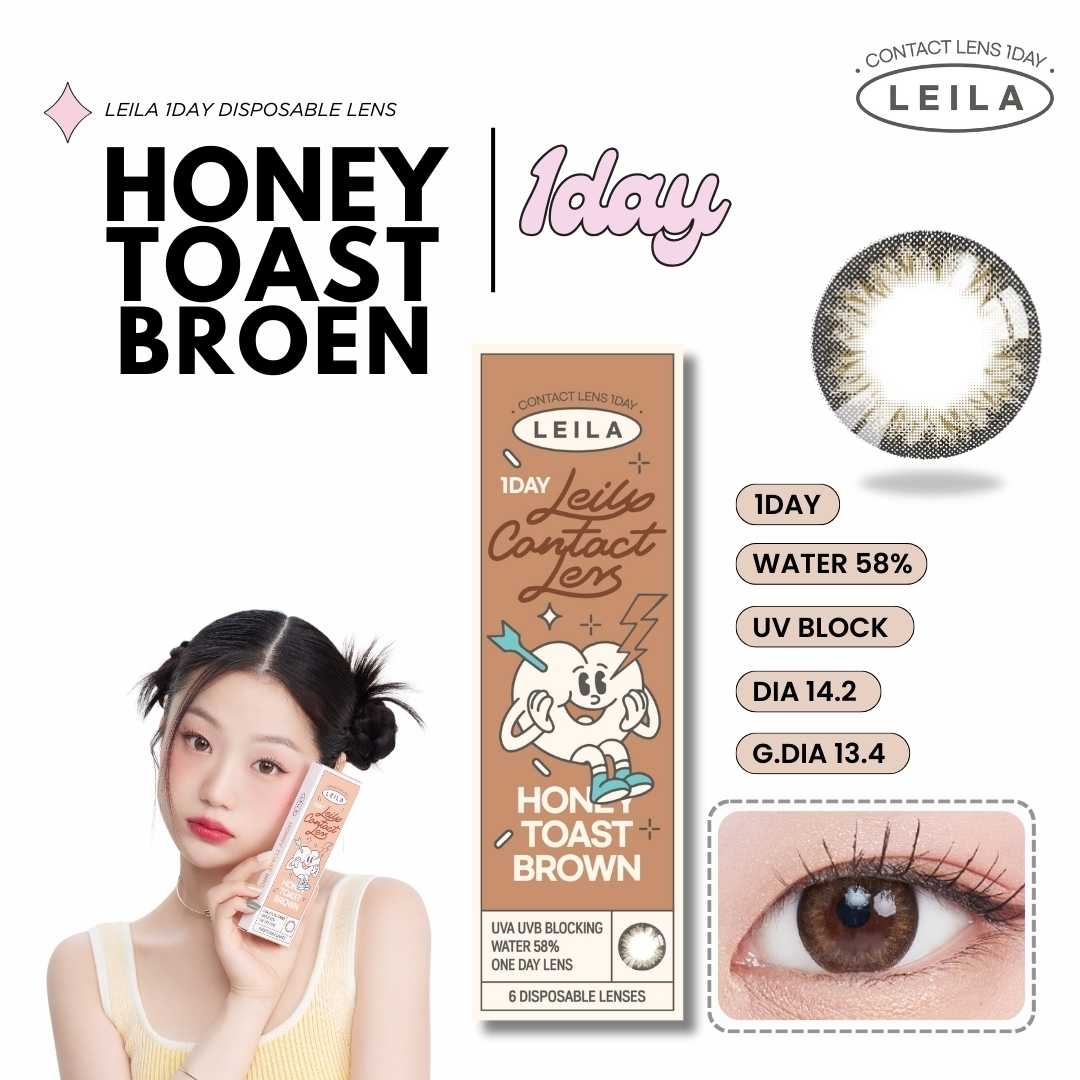 LEILA] คอนแทคเลนส์รายวัน Honey Toast BROWN 6ชิ้น