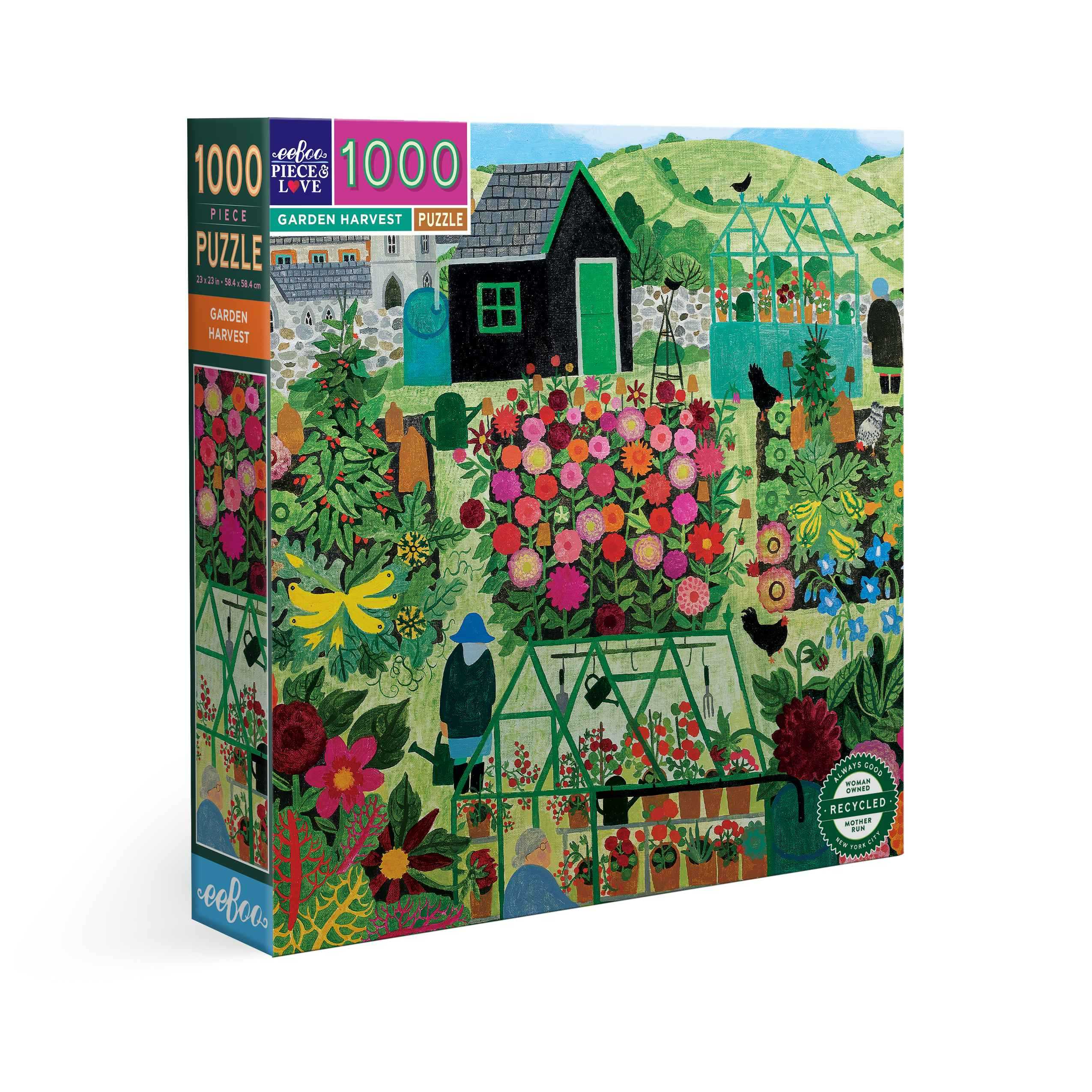 eeBoo Garden Harvest 1000pc Sq Puzzle จิ๊กซอว์รูปสวนพืชผักและดอกไม้แบบ 1000 ชิ้น