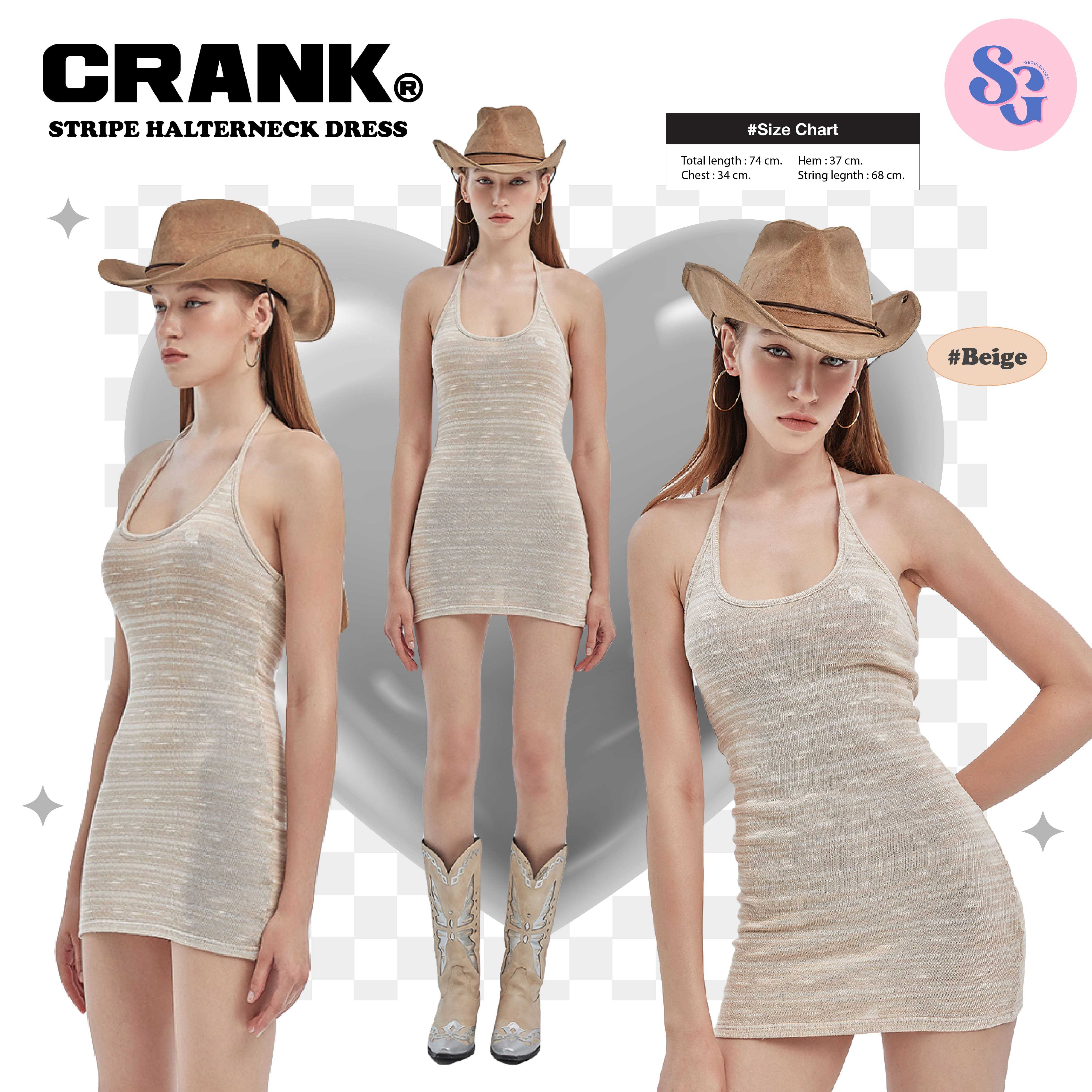 CRANK - STRIPE HALTERNECK DRESS