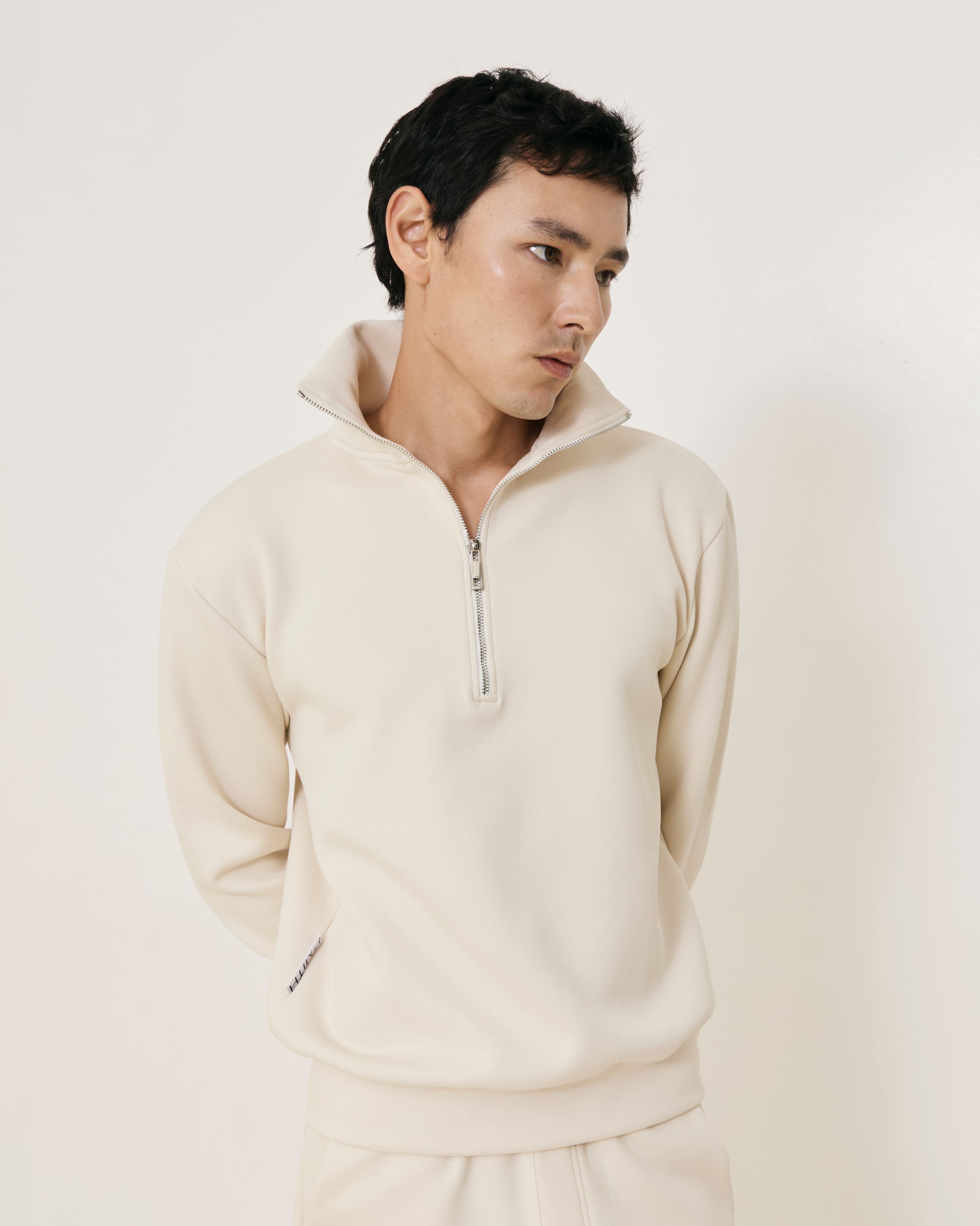 Bone Zippered Sweater
