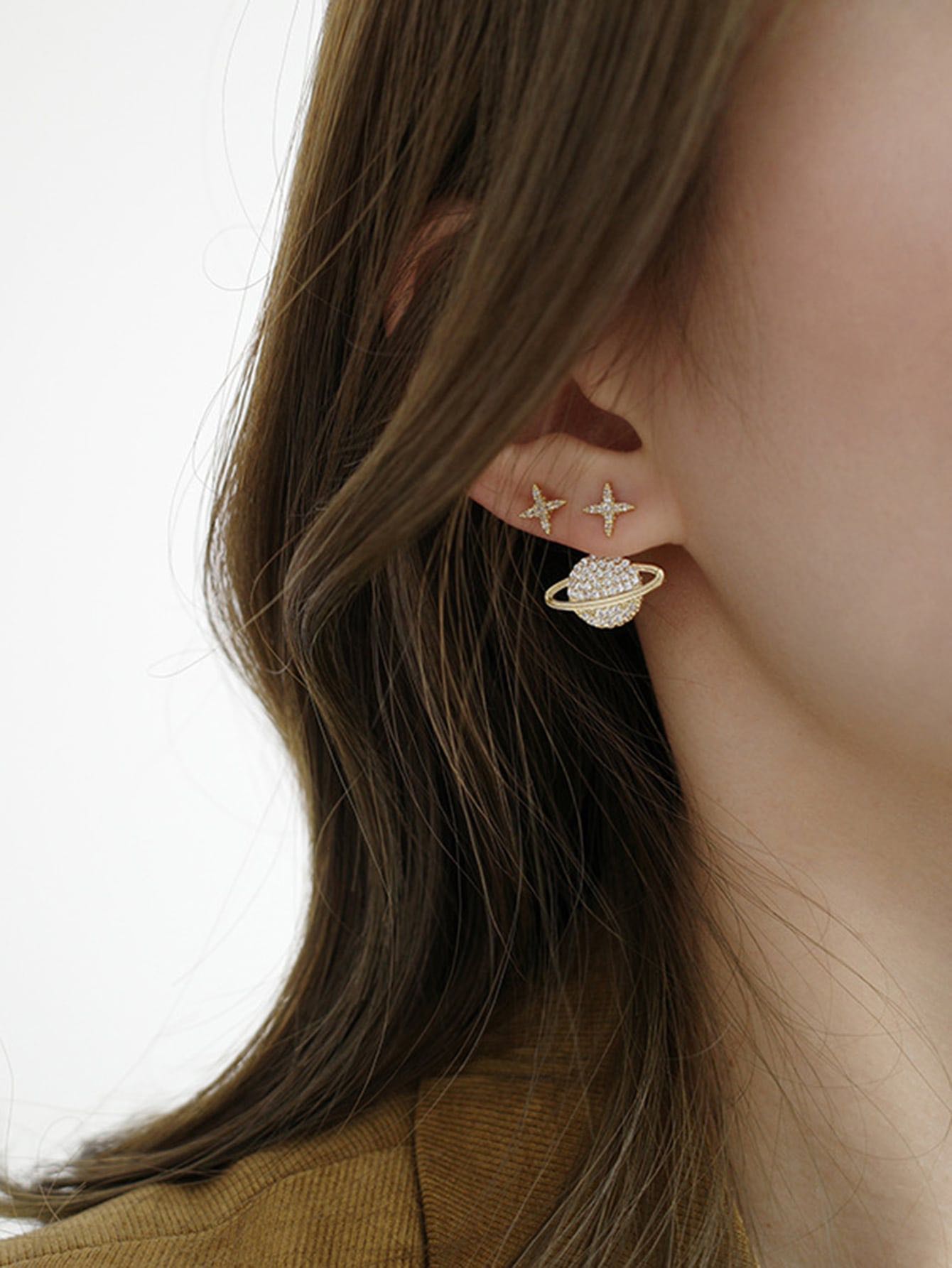 Universe rhinestone earrings 