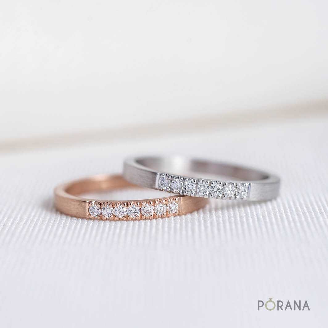 Petite Diamond Ring with 7 round diamonds แหวนเพชรแถว7เม็ด R0046