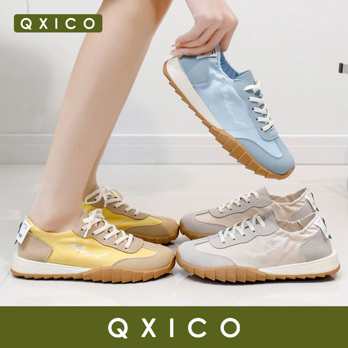 Qxico รุ่น QZ181 รองเท้าผ้าใบรุ่นฮิต รองเท้าแฟชั่น สวยแถมใส่สบายเท้ามาก