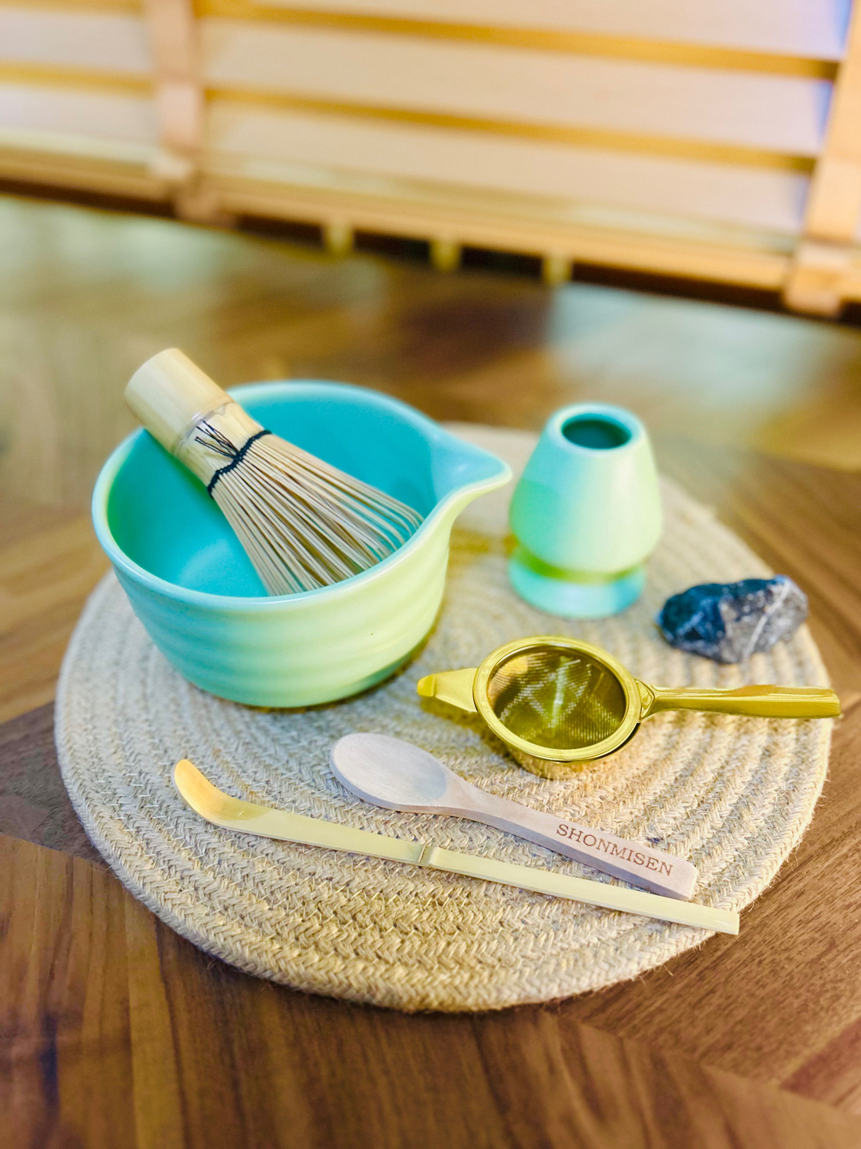 🍵𝑪𝒉𝒂𝒘𝒂𝒏 : Pastel Green Set เซตชามชงมัทฉะ & แท่นวางแปรง  🌿สีเขียวพาสเทล