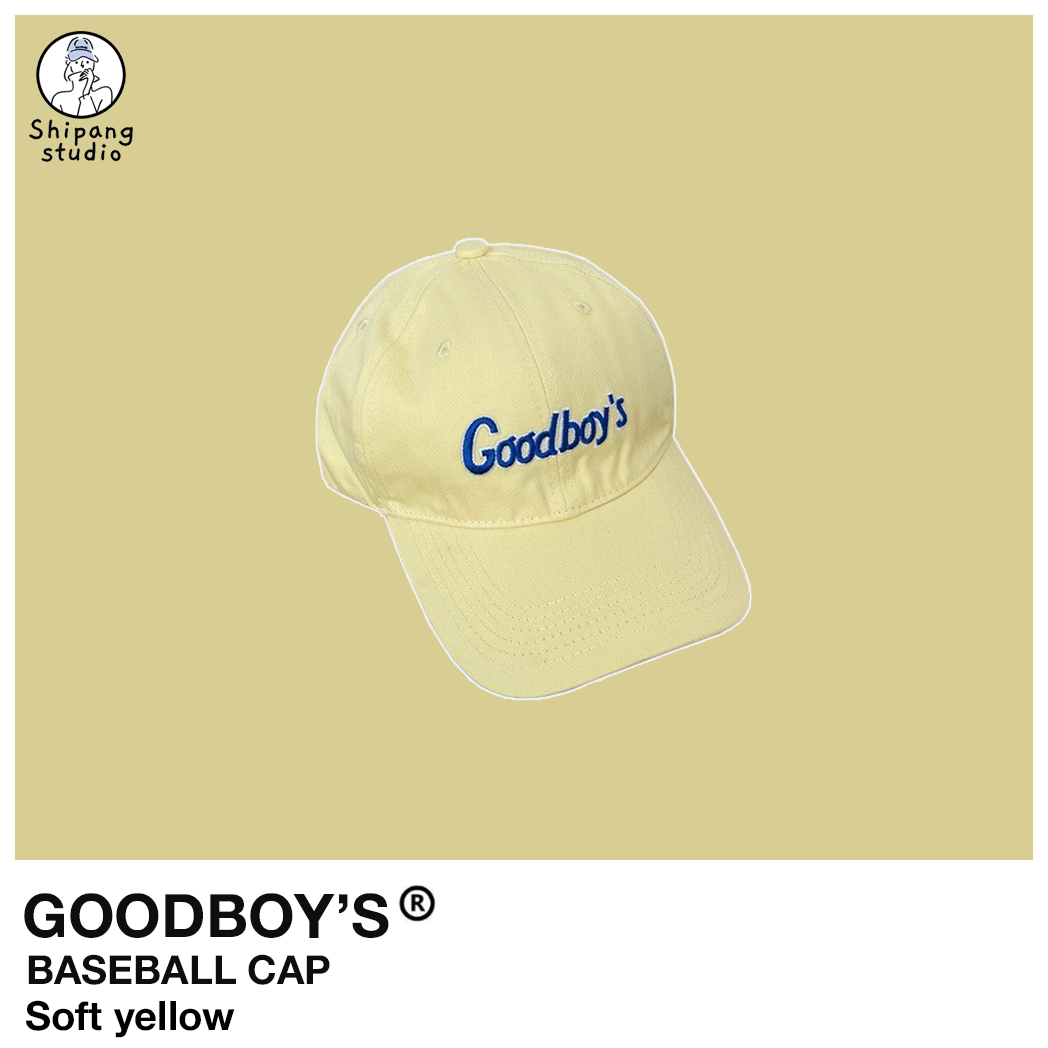 หมวกแก๊ป หมวกเบสบอล ปักลาย Goodboy's สีเหลืองอ่อน