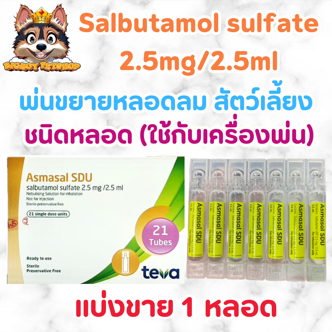 แบ่ง 1 หลอด Salbutamol Sulfate 2.5 mg/2.5 ml (Ventolin) ขยายหลอดลมชนิดพ่นฝอยละออง