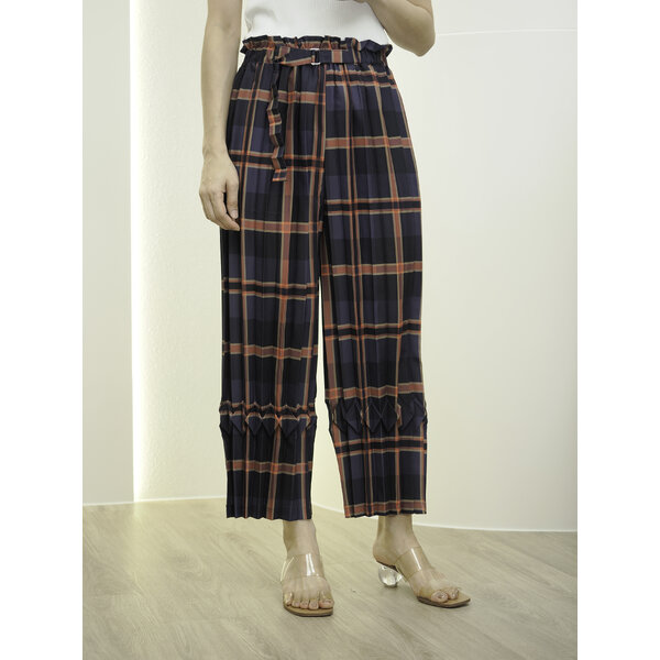 ยาว 36 นิ้ว 2MUAY รุ่น GT91058 กางเกงอัดพลีท PLAID PRINT PLEATED PANTS 3 สี FREE SIZE