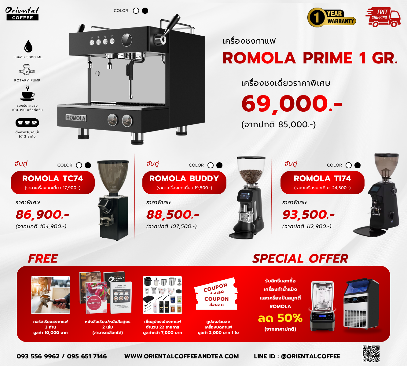เซ็ตเครื่องชงกาแฟ ROMOLA Prime 1 Gr.