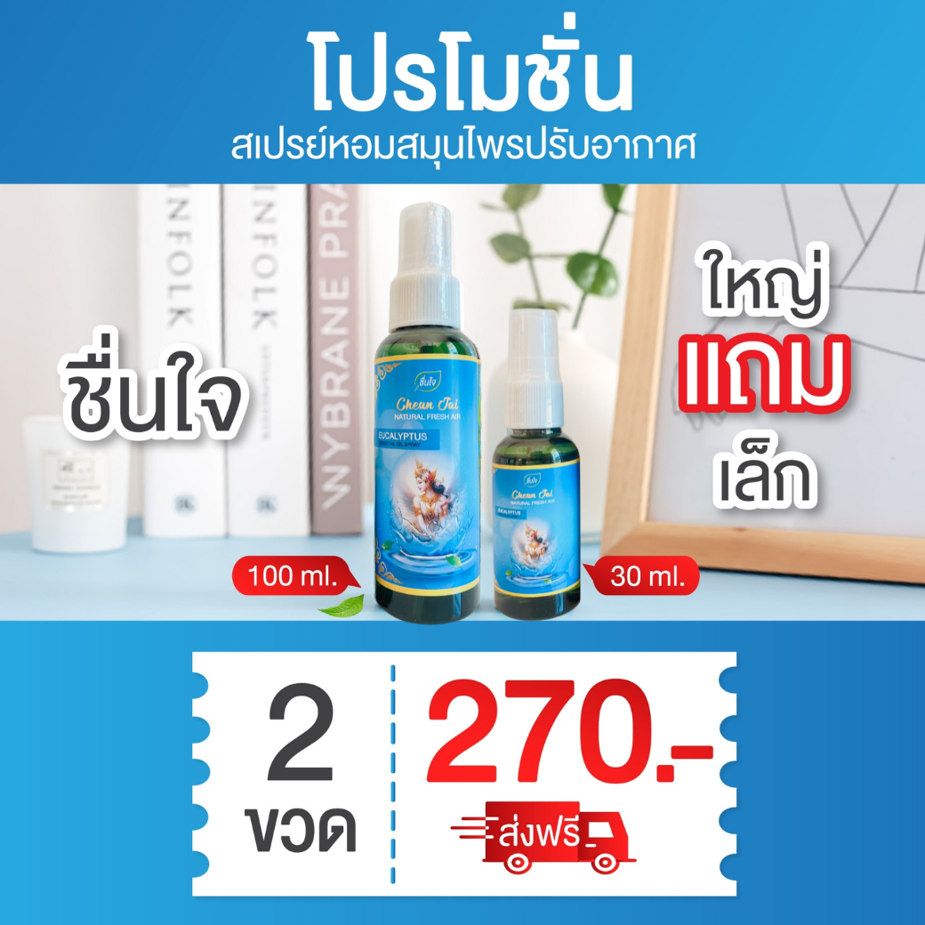 สเปรย์ขวดใหญ่ 1+1 ขวดพกพา ช่วยปรับอากาศ ลดภูมิแพ้/แก้ปวดหัว/ปวดไมเกรน/คลายหวัดคัดจมูก/น้ำมูกไหล