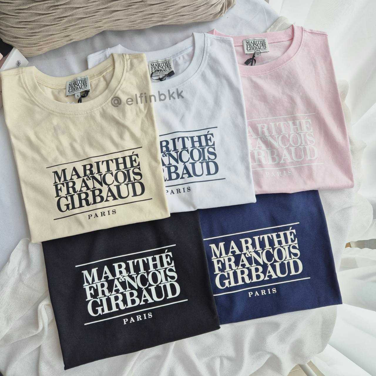 Marithe Girbaud CLASSIC LOGO CROP TEE  เสื้อครอป สีขาว สีดำ สีกรม สีครีม สีเบจ สีชมพู