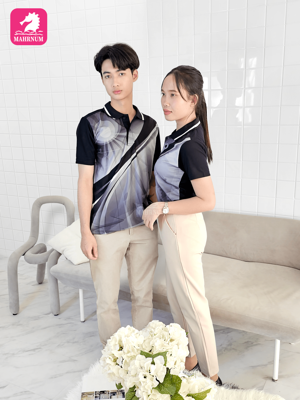 เสื้อโปโลพิมพ์ลาย(01ดำ) (ตัวเปล่า)