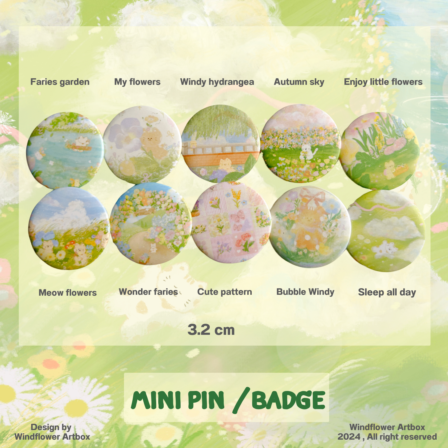 Mini pin / Badge เข็มกลัดวงกลมจิ๋ว ขนาด 3.2 cm