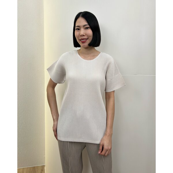 UNISEX 2MUAY รุ่น GJO8293 เสื้ออัดพลีท THICK ROUND NECK PLEATED TOP 6 สี FREE SIZE