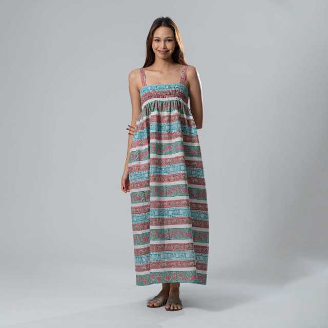 Flores Dress (Green & Pink, Free Size)