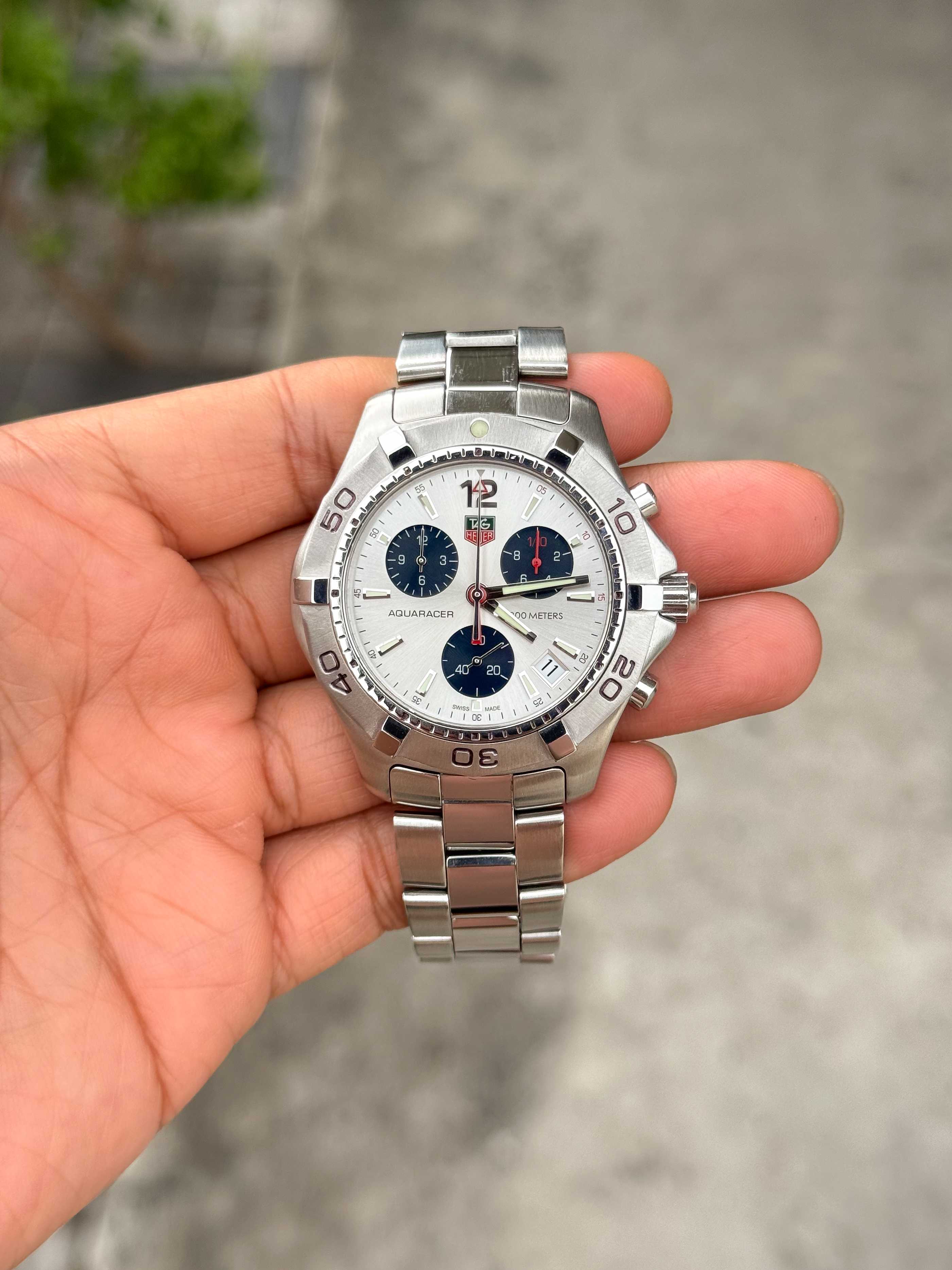 Tag Heuer Aquaracer CAF1111 Chronograph King Size Quartz Panda Dial