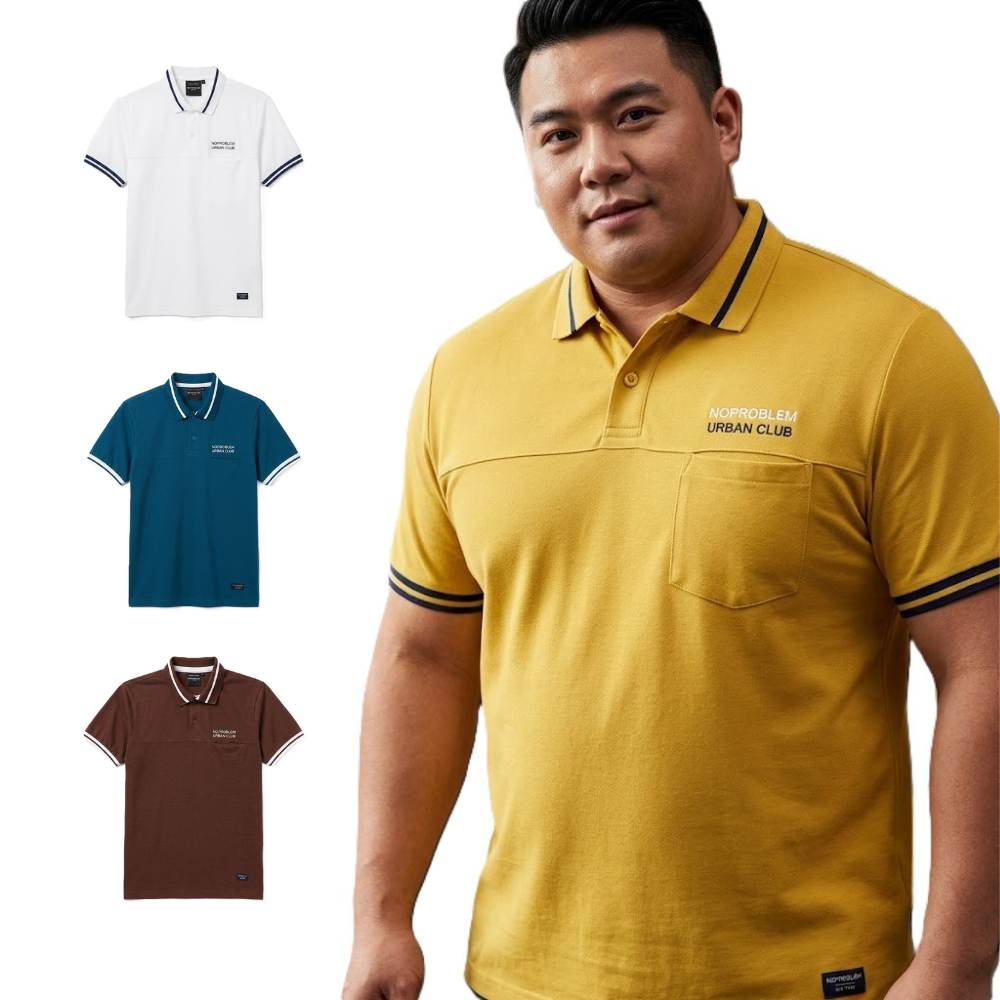 เสื้อโปโลผู้ชายไซส์ใหญ่ NPB Polo Shirt อก 52-60 นิ้ว  ผ้านุ่ม ใส่สบาย ไม่ร้อน 2XL-4XL #NR69103