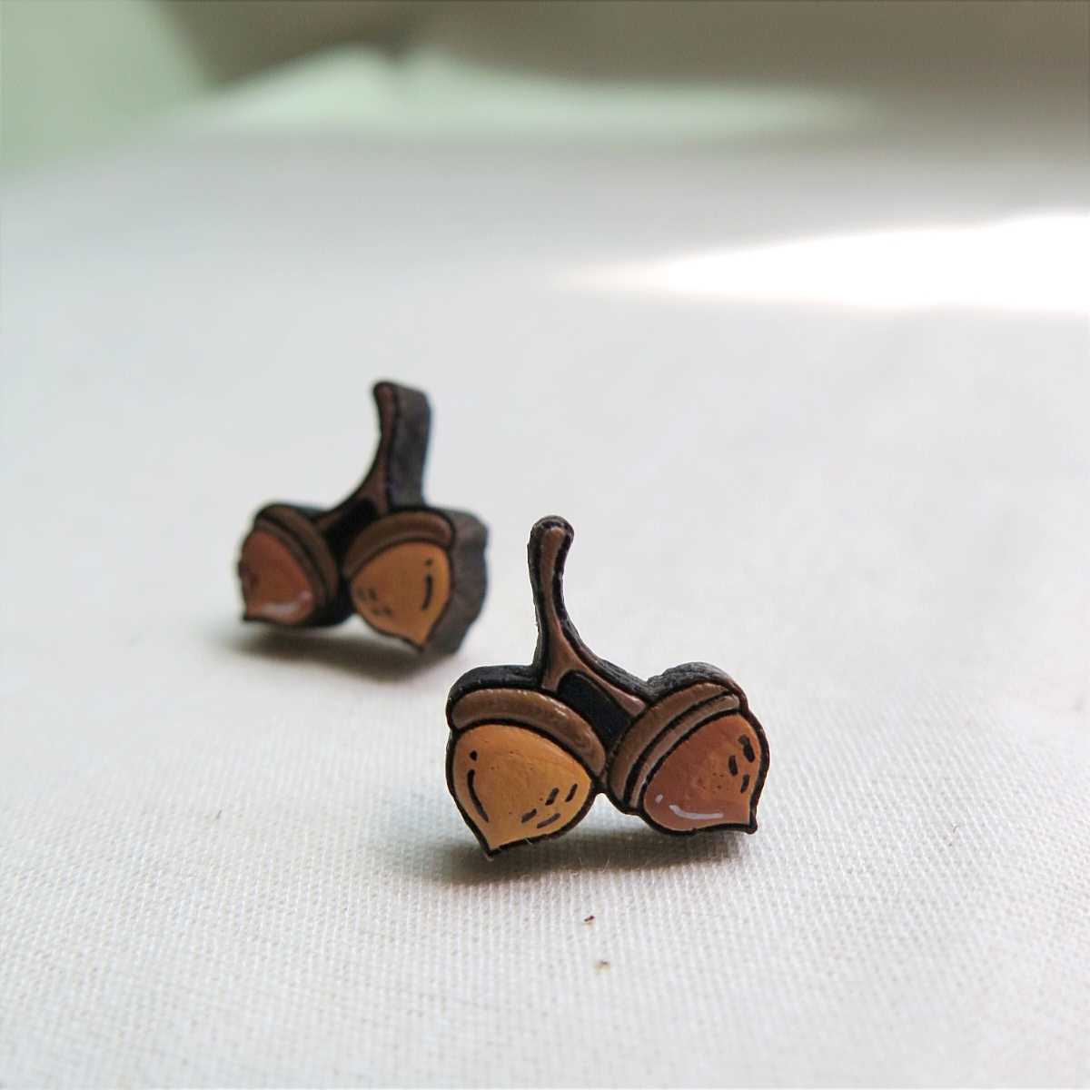 Wooden Earring Walnuts