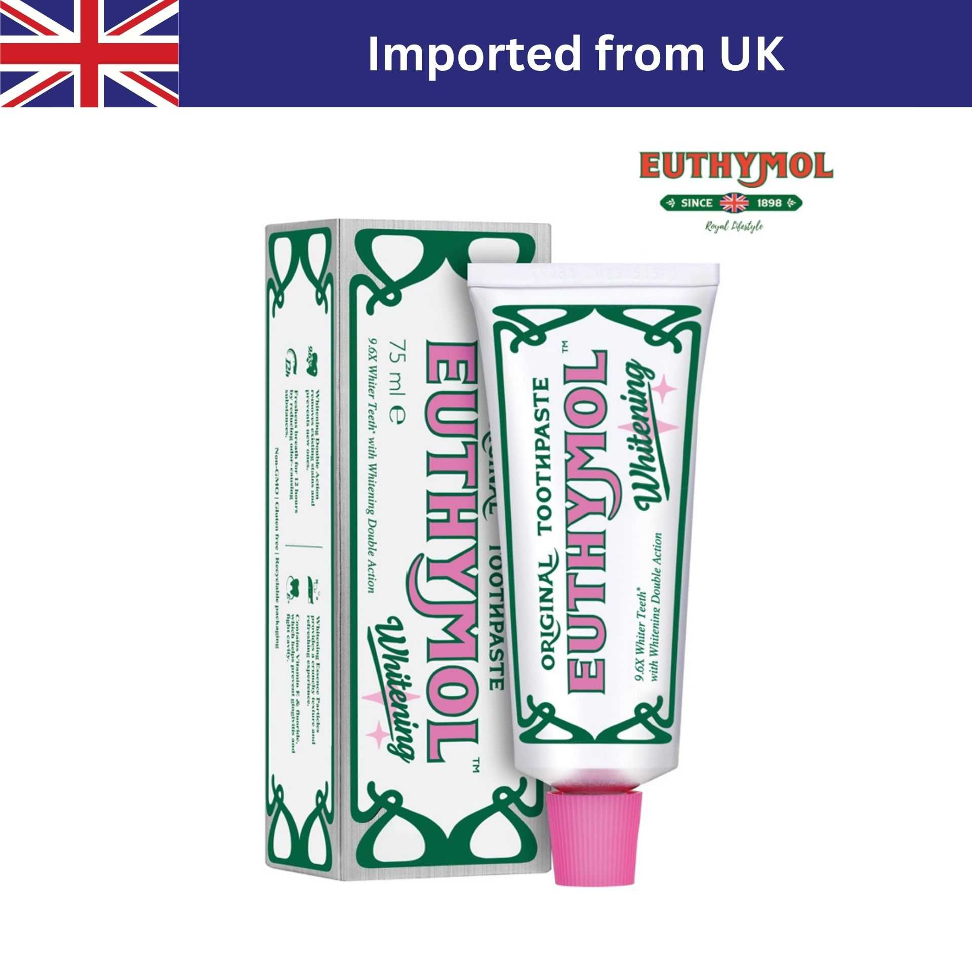 Euthymol Whitening Toothpaste 75 ml | ยาสีฟันฟันขาว มีฟลูออไรด์