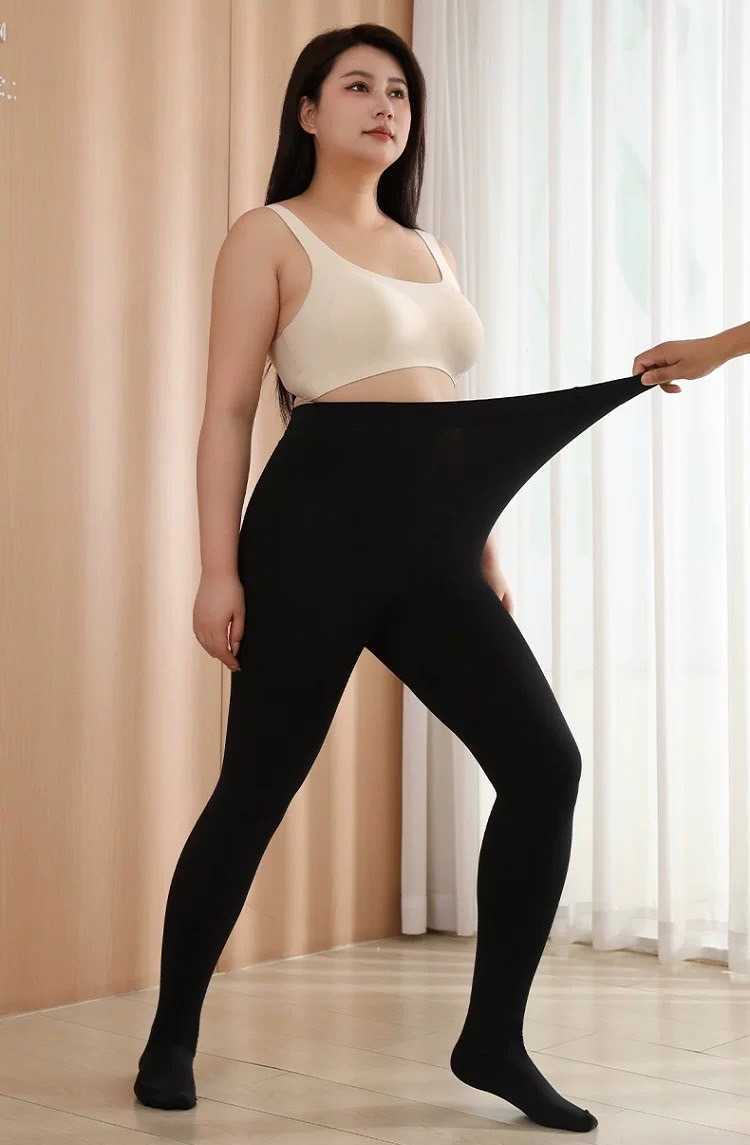 LEGGING FOR LADY PLUS SIZE WOOL INSIDE SUPER SUPPORT / สีดำ