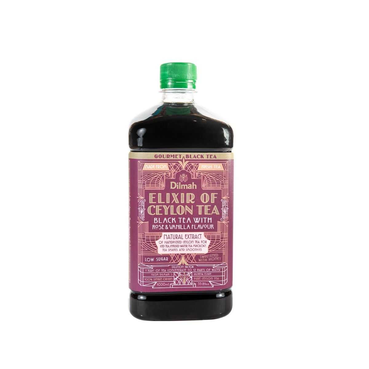 [5 ฟรี 1]ดิลมา ชาสกัดเข้มข้น รสกุหลาบผสมวานิลลา ฝรั่งเศส 1000 มล./ELIXIR ROSE VANILLA 1000 ml.