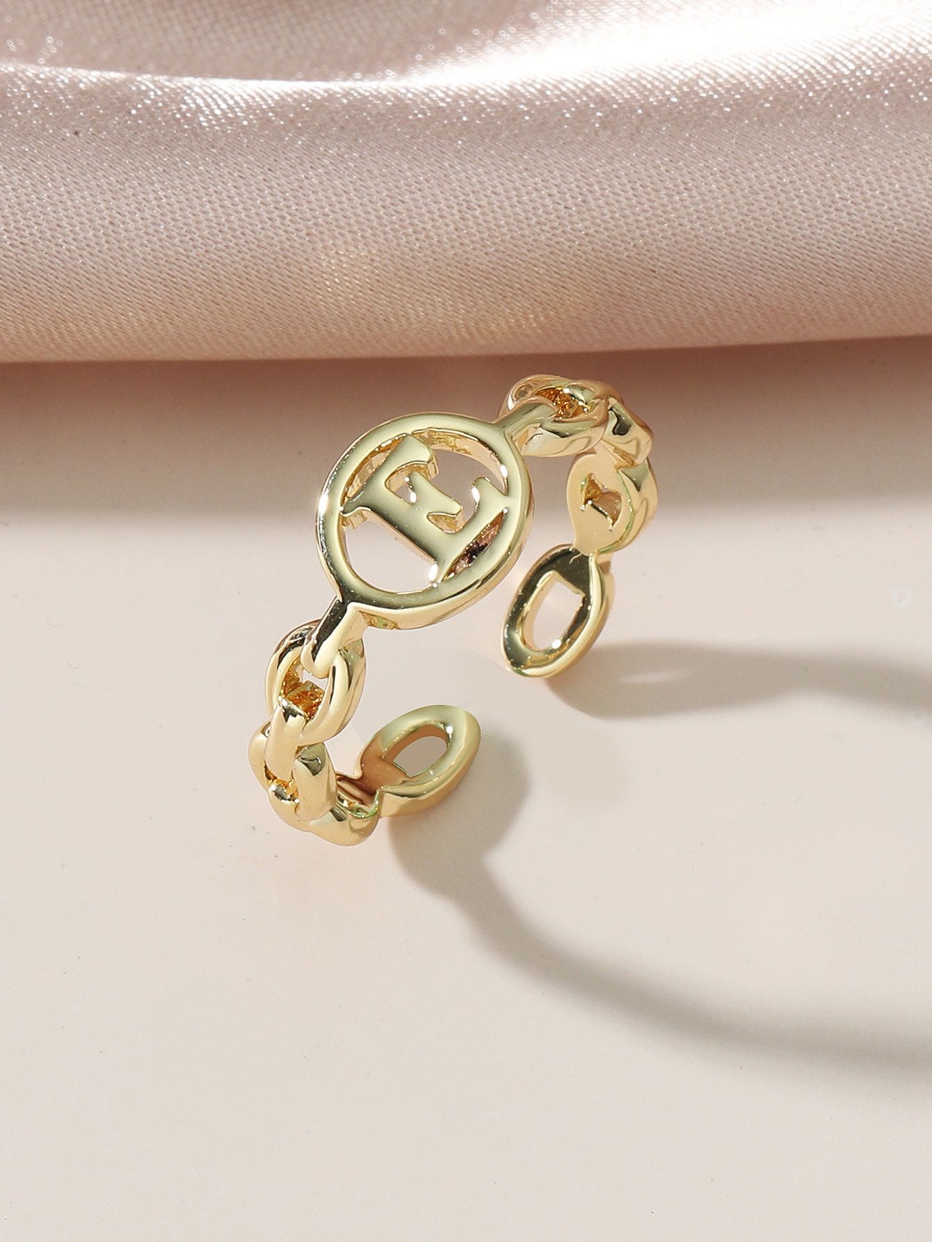 E letter cuff ring