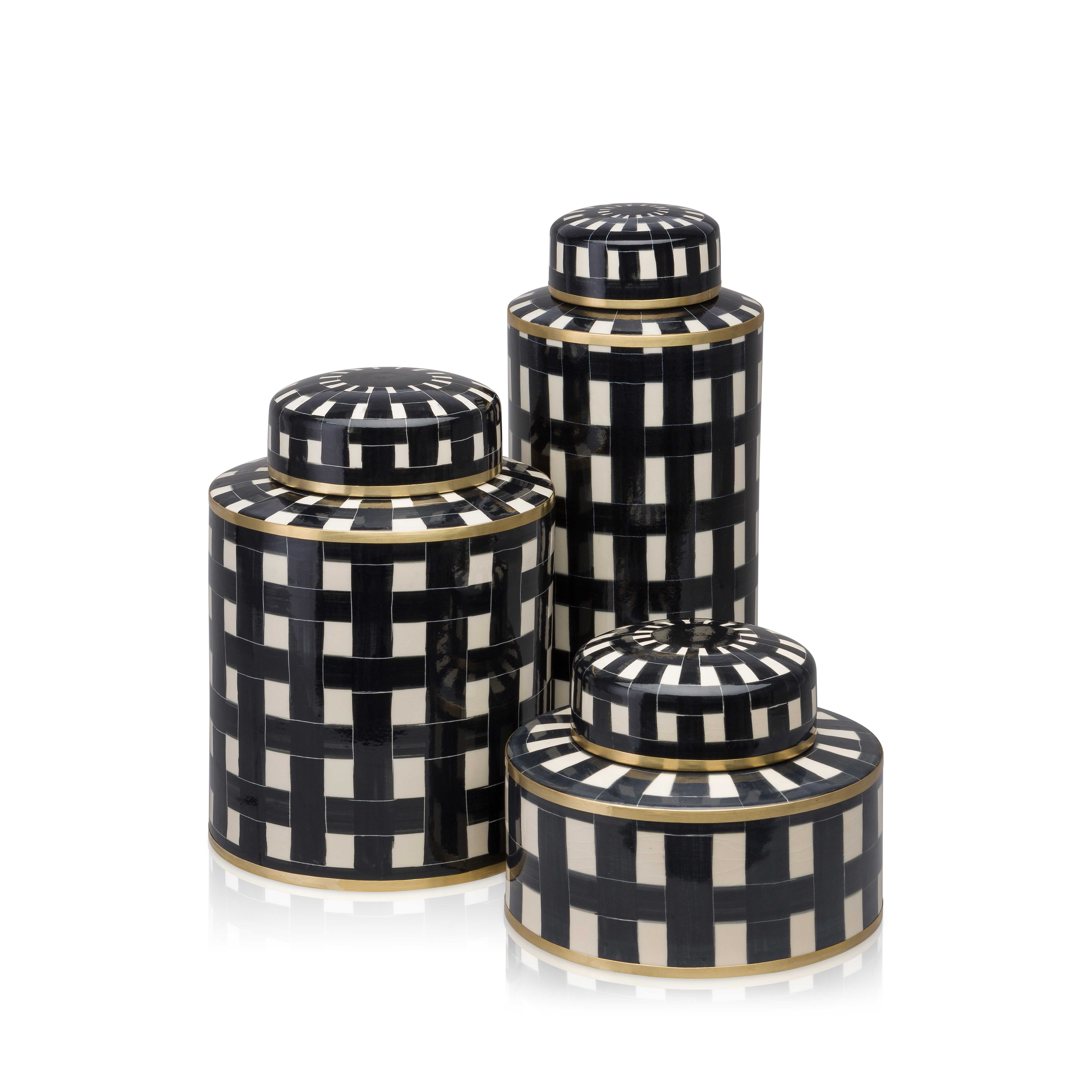 Ginger Jar Size M Black Gingham Pattern