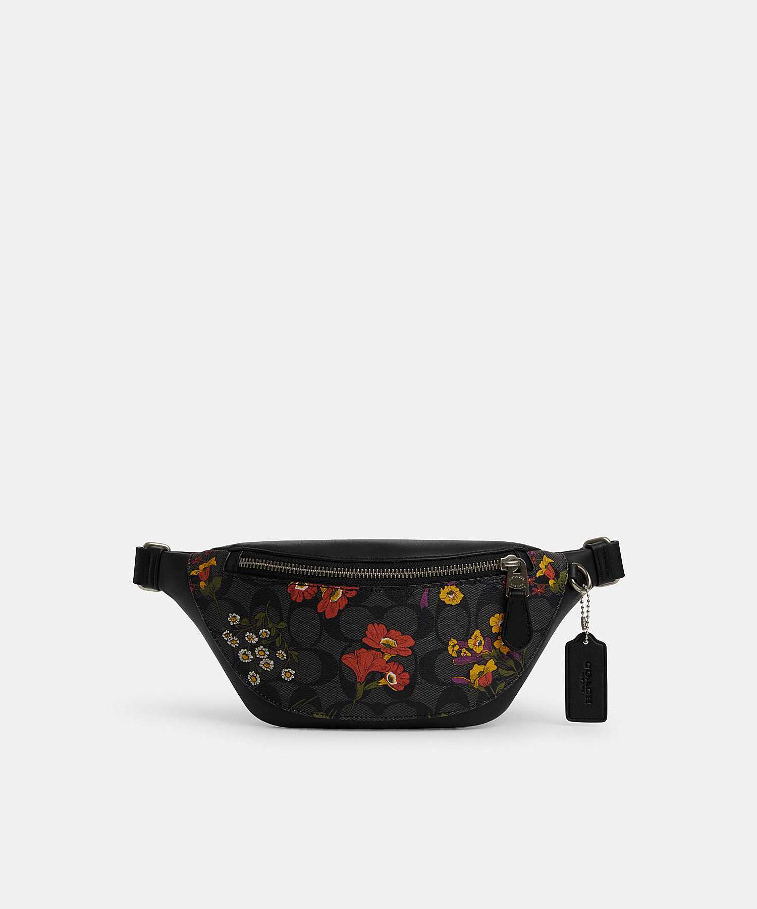 COACH WARREN MINI BELT BAG IN SIGNATURE CANVAS WITH FLORAL PRINT CR189 QBA5F