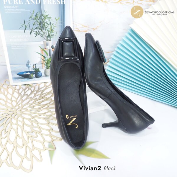 ทรงปกติ:เปลี่ยนไซส์ได้-ไม่รับคืน Zenachoo รุ่น Vivian2 สูง 2 นิ้ว รองเท้าหนังแกะแท้ หน้ากว้างไม่บ...