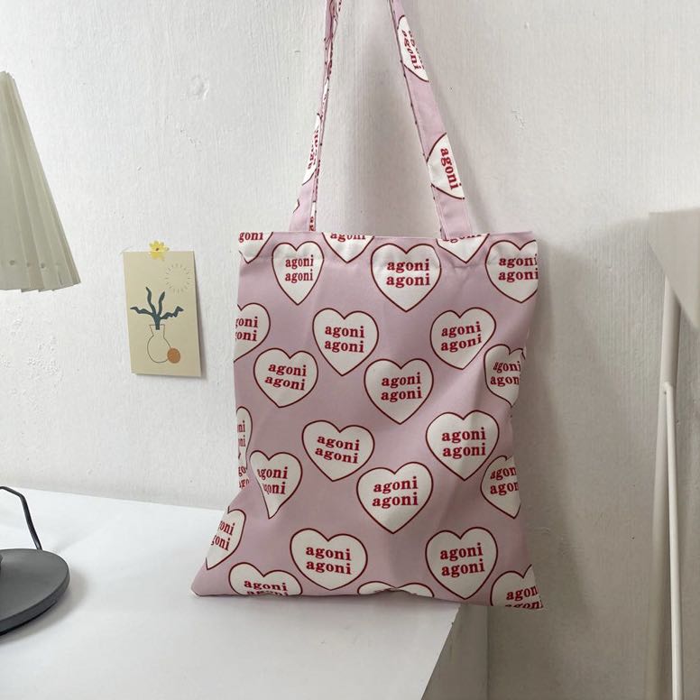 กระเป๋าผ้า agoni pink heart