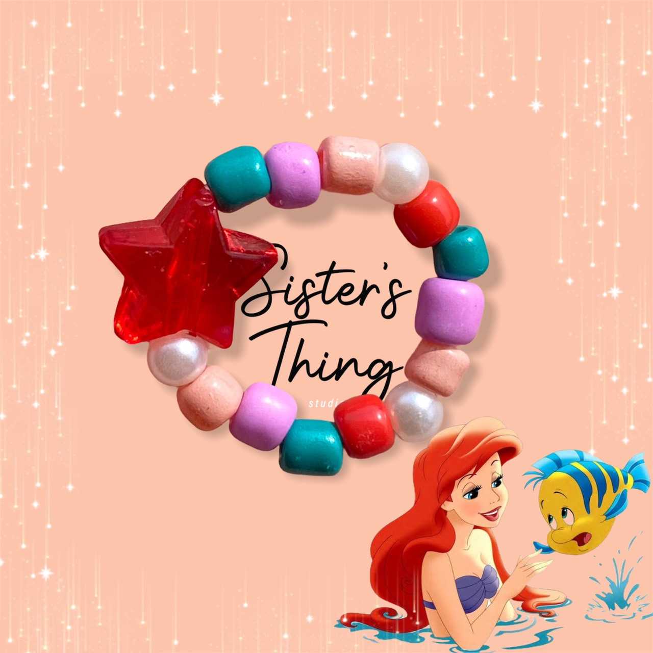 Sister’s Thing Studio 🌈 Disney Ring แหวนลูกปัด 🧝‍♀️ Ariel Princess (The little mermaid 🧜‍♀️)