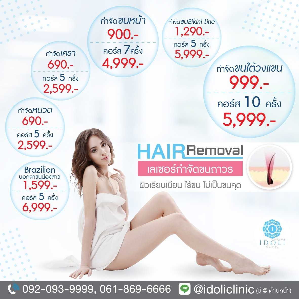 Hair Lase Remover  เลเซอร์กำจัดขนถาวร(ครั้ง)