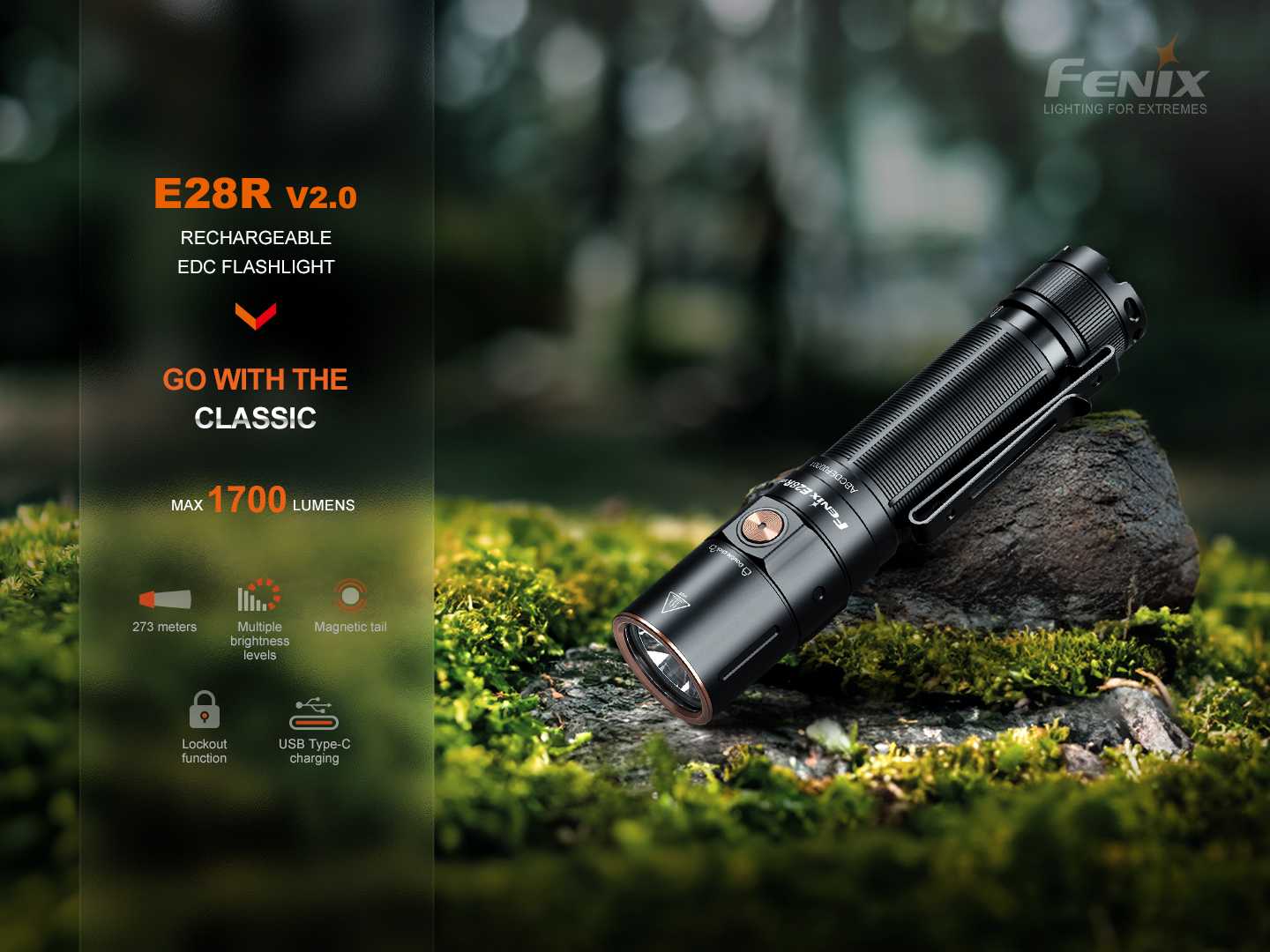 ไฟฉายFENIX  E28R V2  1700lm ท้ายแม่เหล็ก สวิทซ์ไฟสัญญาณ เครื่องแท้ ประกัน 3 ปี